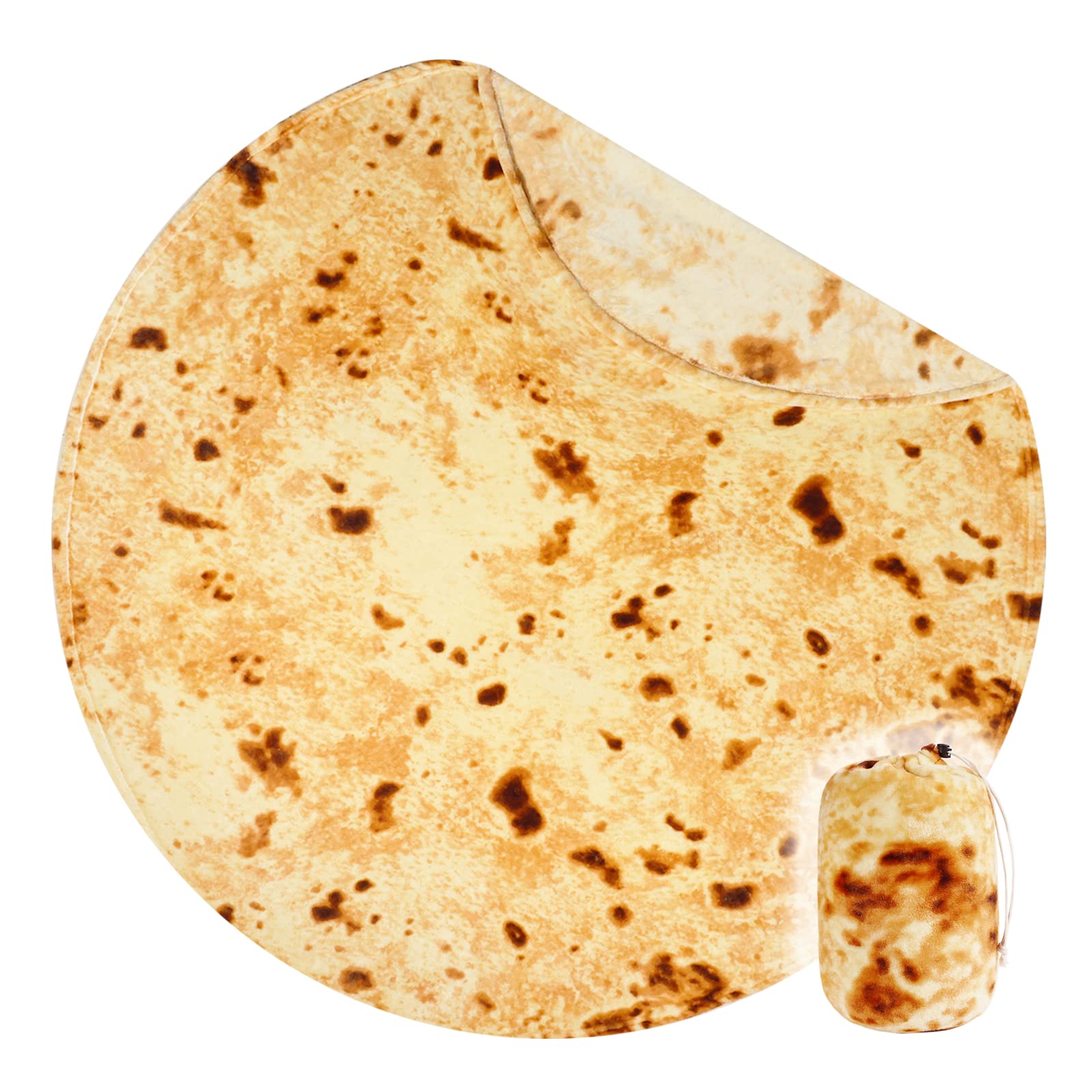 BNuitland (60") Burritos Tortilla Blanket, 290 GSM Double Sided Giant Funny Realistic Food Blanket, Novelty Tortilla Blanket for Adults and Kids,Super Soft Flannel Yellow Throw Blanket