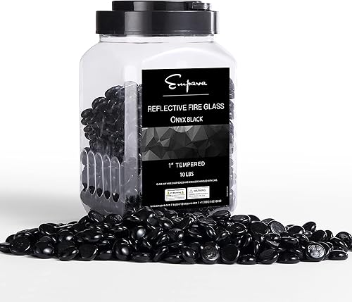 Miniatura 4 de Empava 10 libras. Cuentas de gota de 1.0 pulgadas, vidrio templado reflectante para hogueras de gas, negro ónix