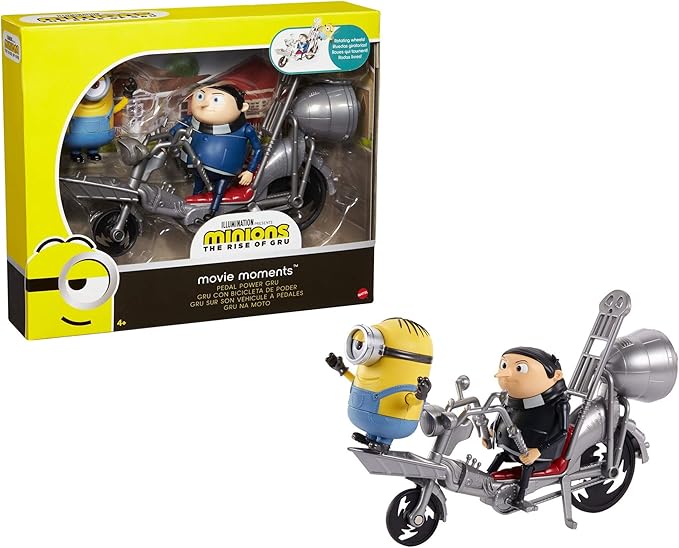 Amazon Com Minions The Rise Of Gru Movie Moments Pedal Power Gru Approx 4 In 10 Cm Action Figure Interactive Toy With Articulation Movie Scene Accessories Great Gift For 4 Years Older Minion Fans