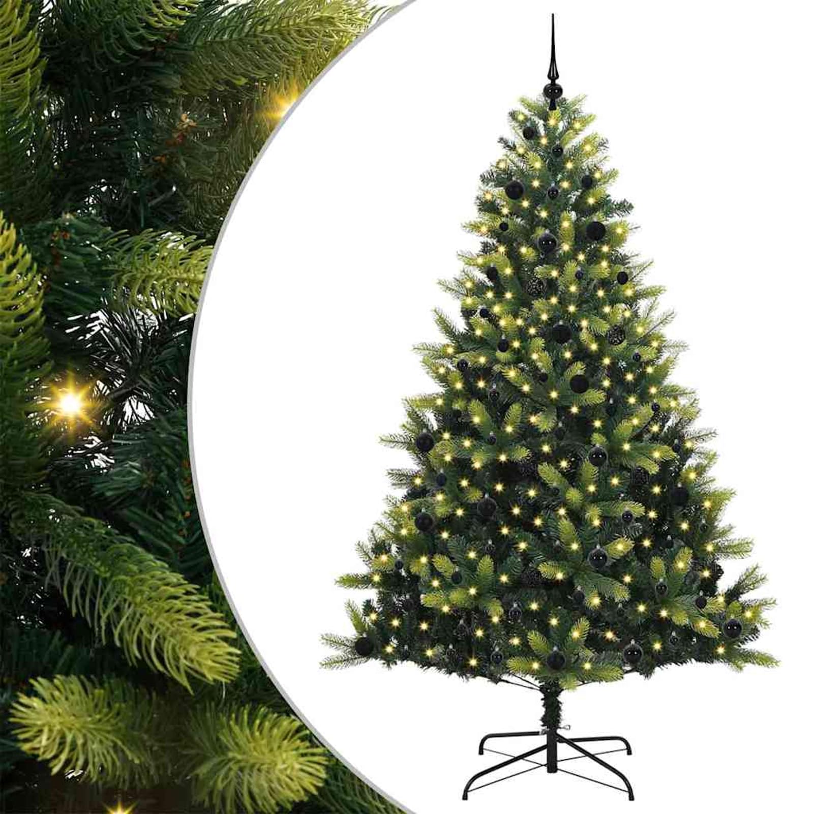 Gecheer Albero di Natale LED 240 cm, Abete Artificiale con Rami Rigogliosi, PVC e PE, Illuminazione Calda per Soggiorno e Giardino