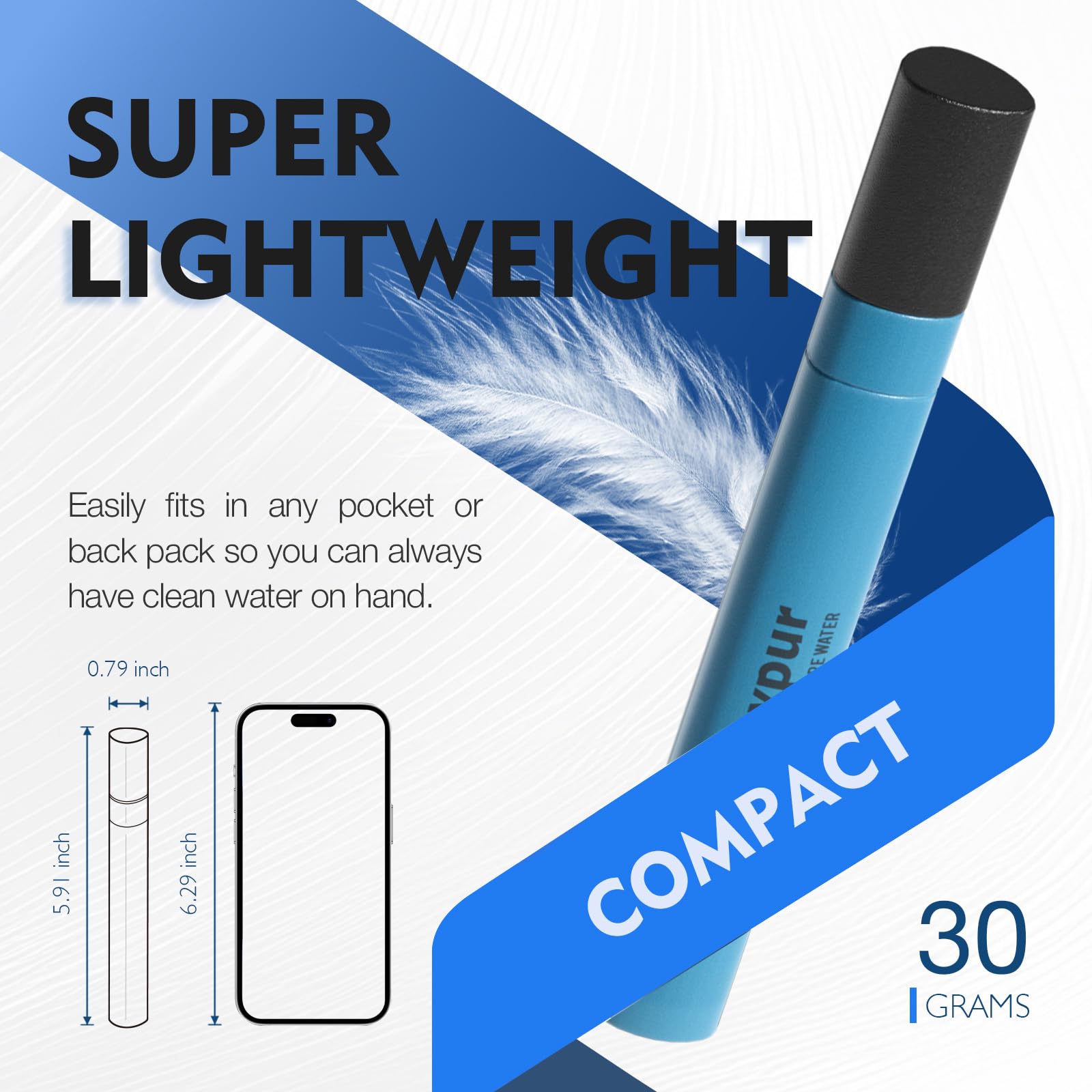 Filtro Acqua Portatile - Filtro dell'acqua personali con capacità di filtraggio di 1000 L Filtro acqua potabile per campeggio sopravvivenza emergenza ecc. (Blu * 3)