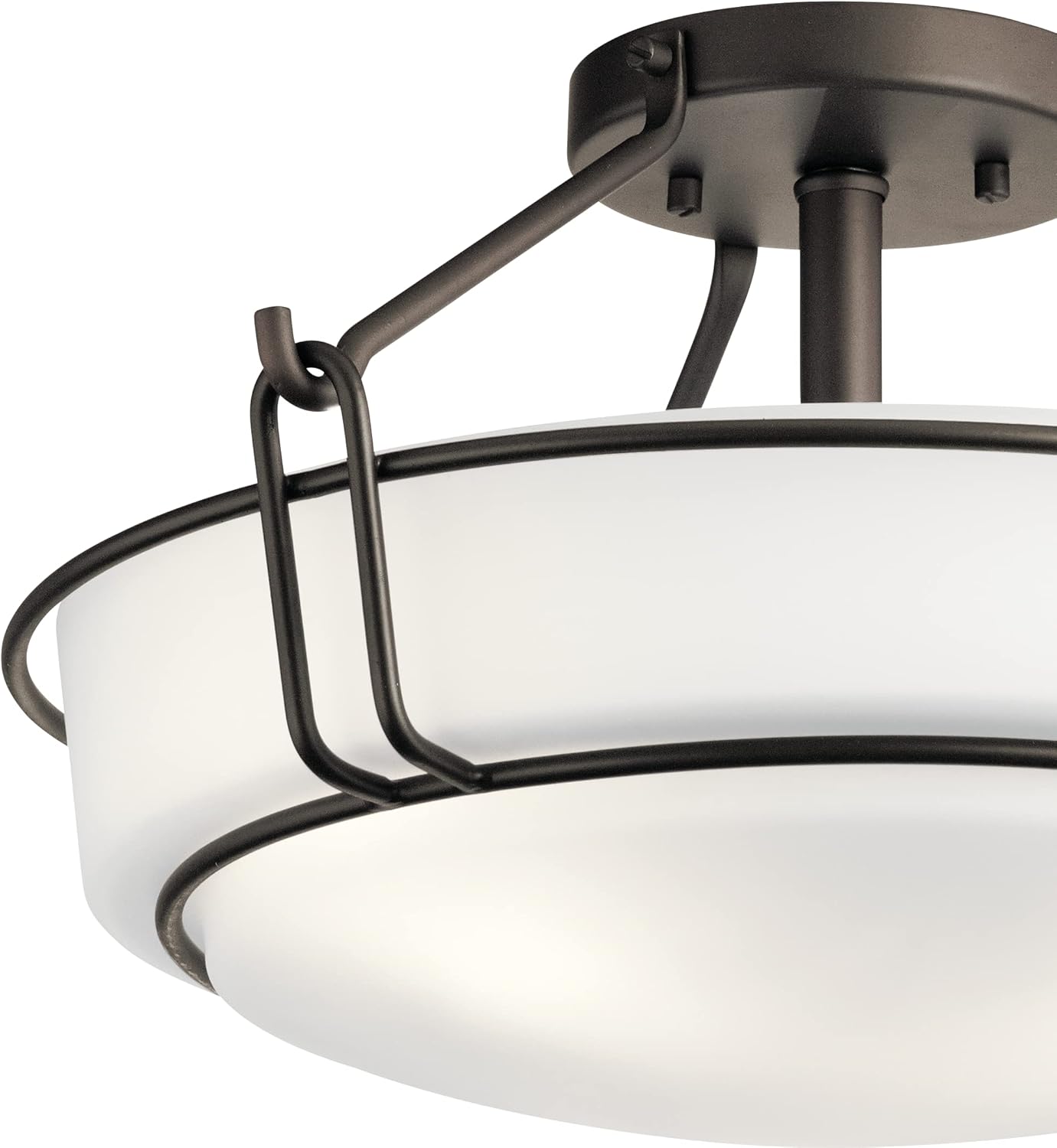 Buу 1 gеt 1 Kichler Lighting Alkire 16.5 3 Light Semi Flush with Satin Etched White Glass in Olde Bronze