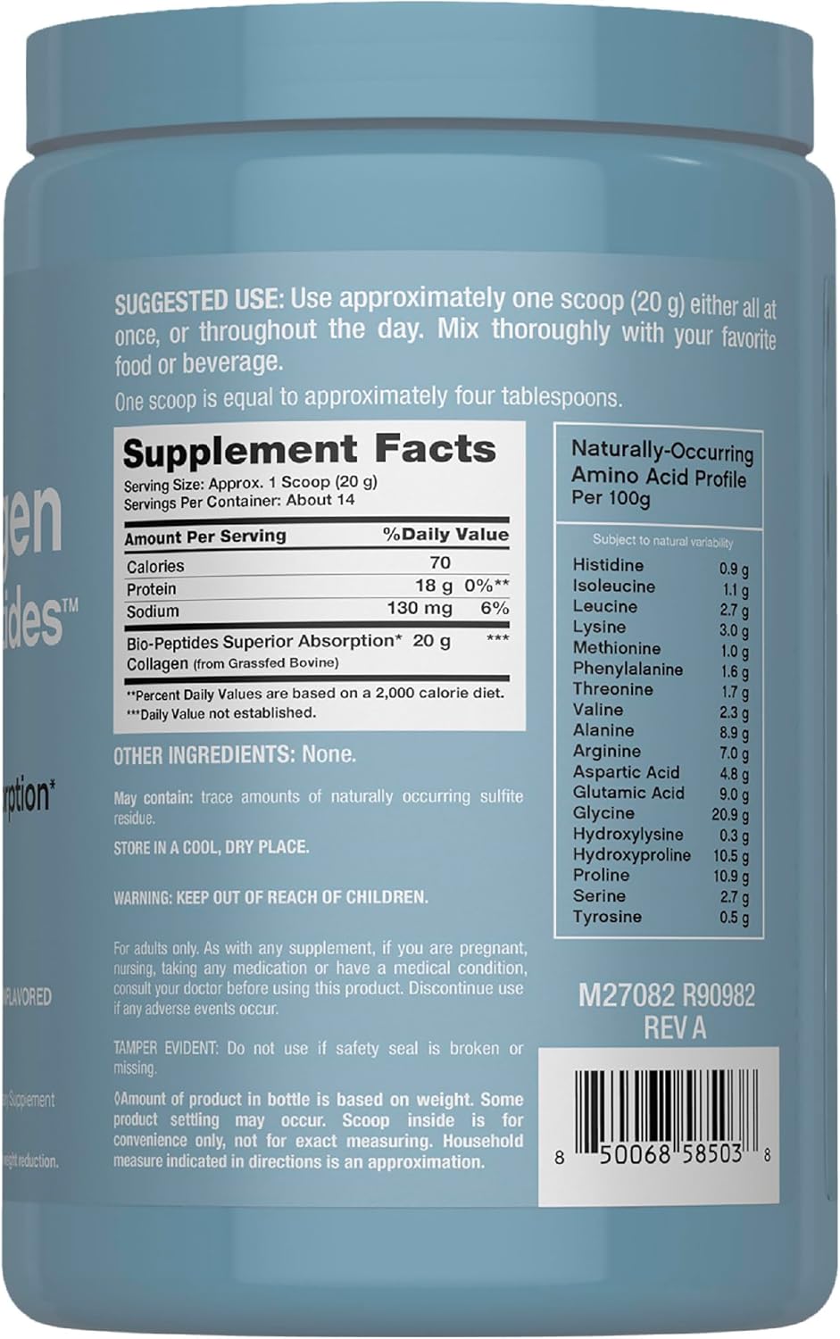 NeoCell Collagen Bio-Peptides Powder | 10oz | Super Hair, Skin, and Nails | Superior Absorption | Grassfed Protein Supplement | Advanced with 18 Essential Amino Acids