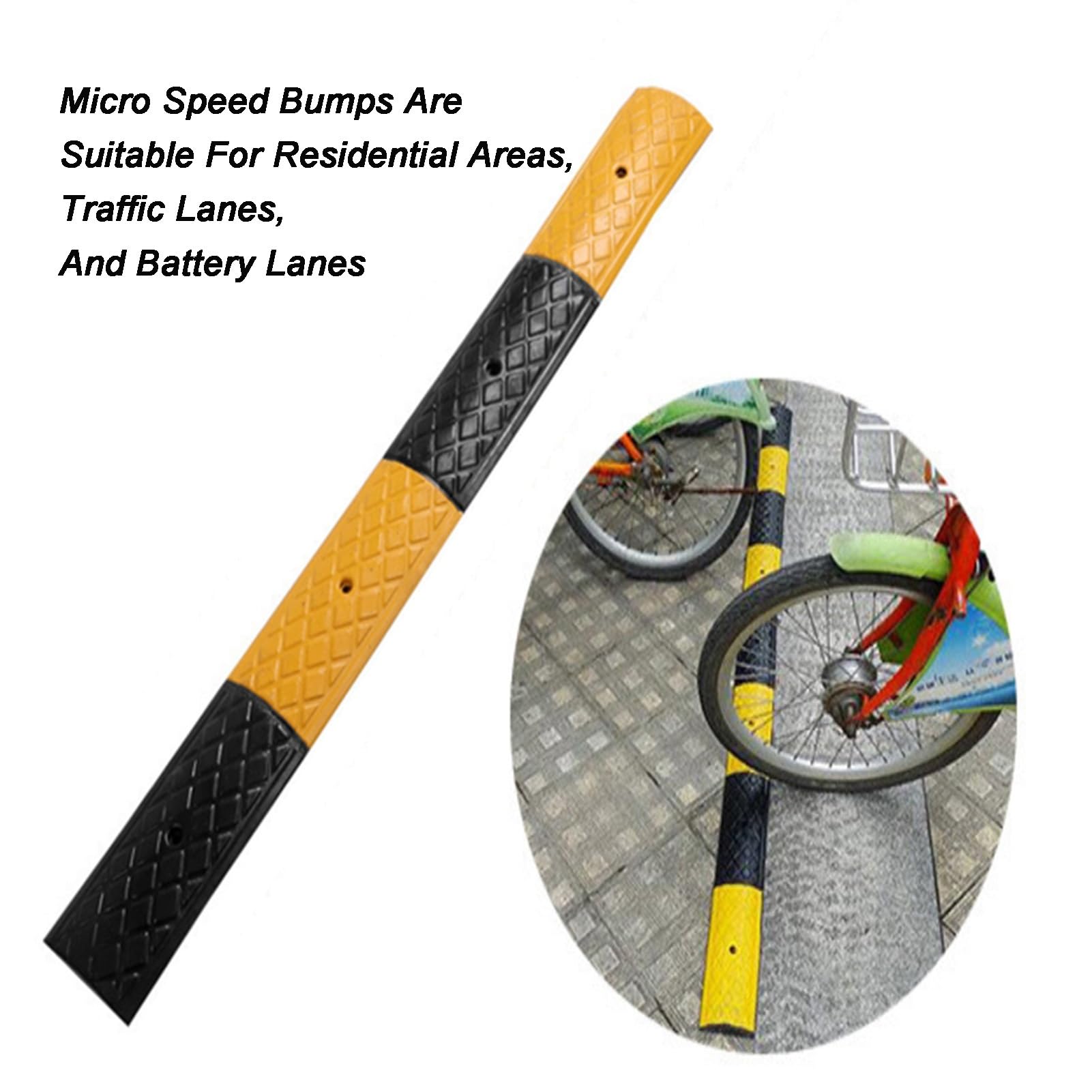 Ralentisseur en caoutchouc, micro ralentisseur, rampe tampon routière, adapté au garage routier, 100x10x2cm, couleur: jaune et noir(Style 2)