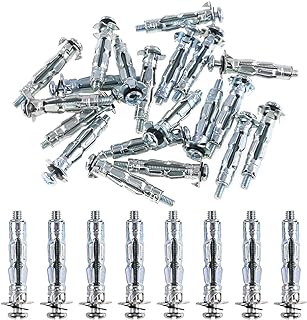 Glarks 30Pcs 4x32MM Heavy Duty Zinc Plated Steel Molly Bolt Hollow Drive Wall Anchor Screws Set for Drywall, Plaster and T...