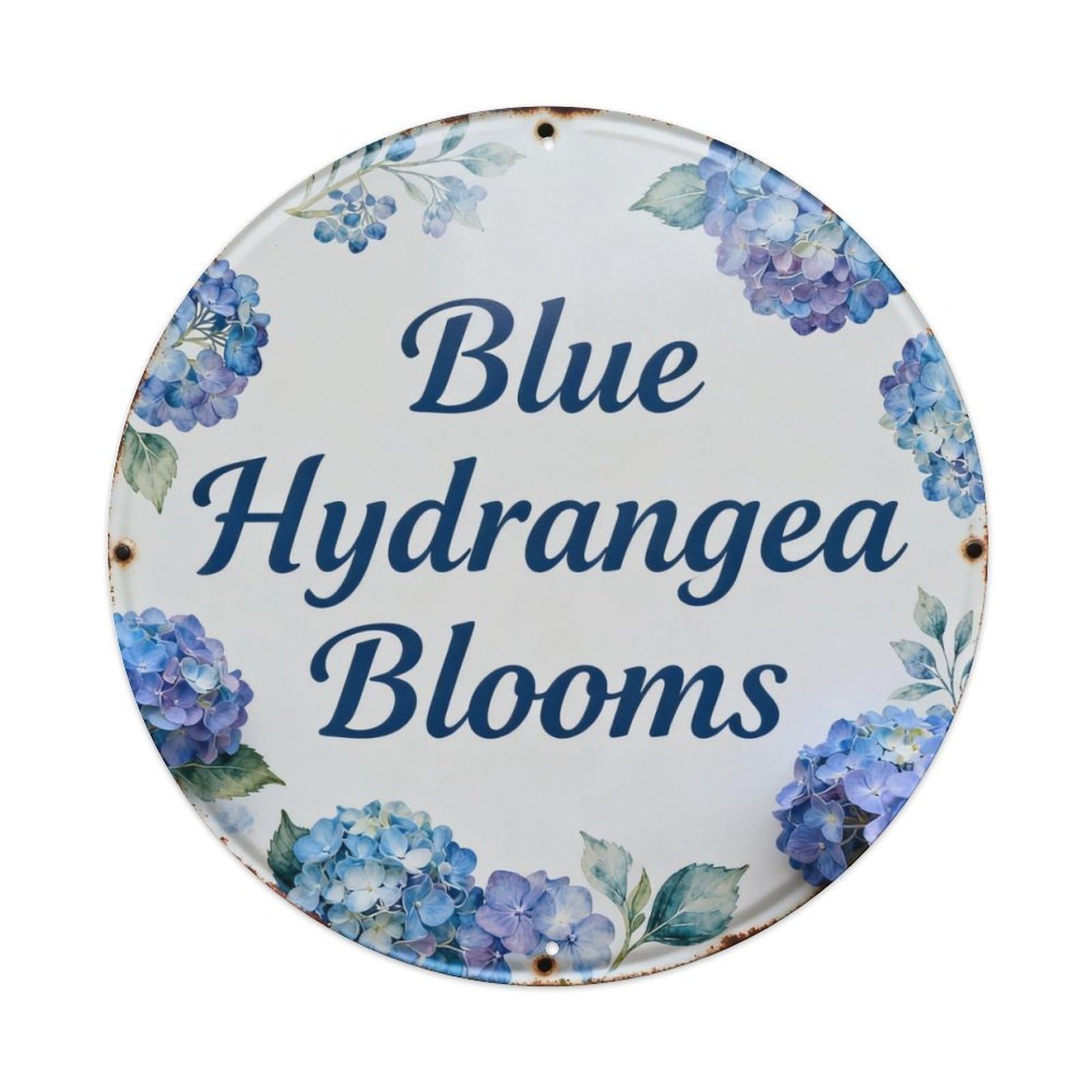 Blue Hydrangea Blooms Metal Tin Sign Plaque