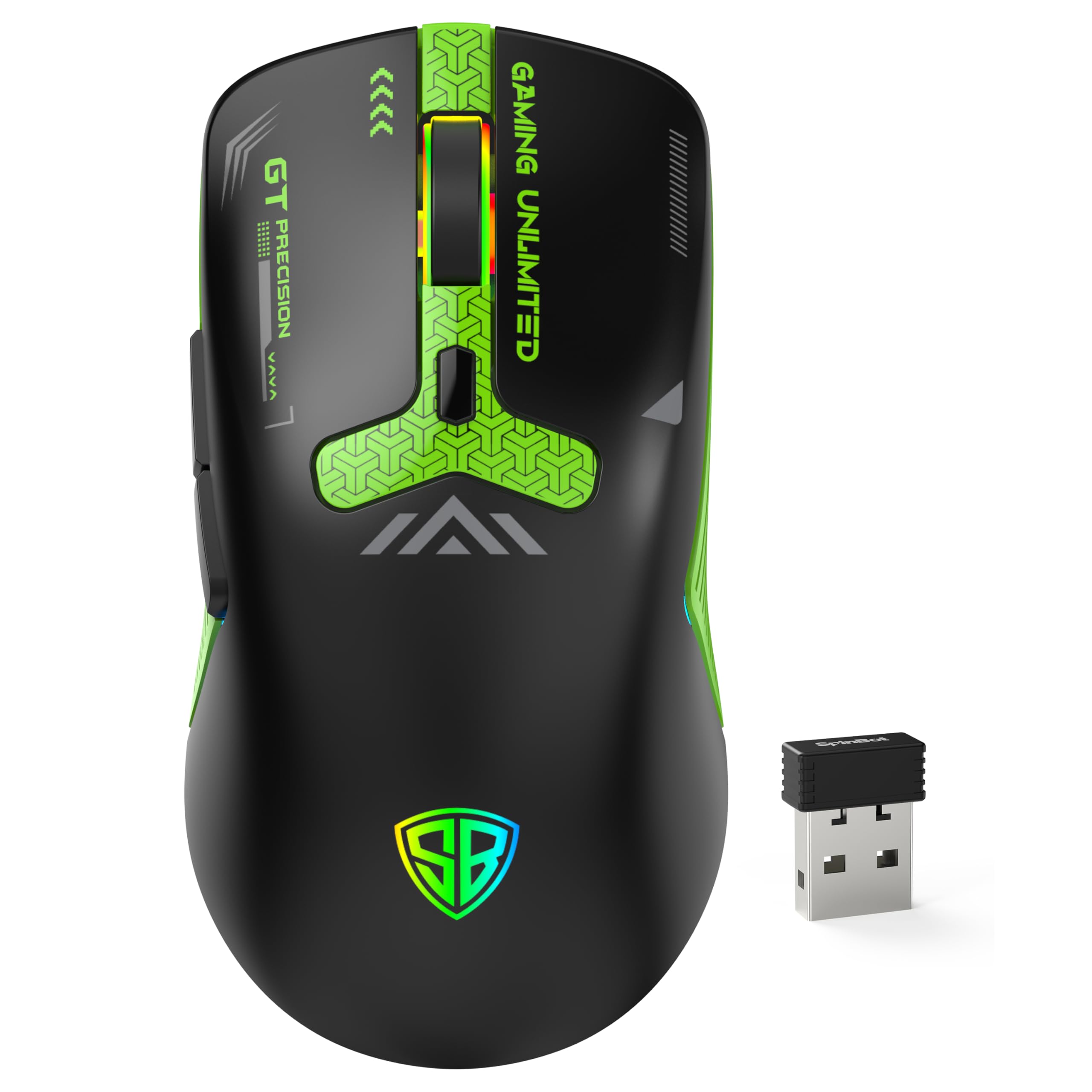 SpinBot Clutch GT500 Wireless Gaming Mouse with 4800 DPI Precision | Dual Bluetooth & 2.4GHz Versatility | 68g Ultra-Light Ergonomic Grip | 42-Hours Battery | Rainbow Breathing Effect-image-28