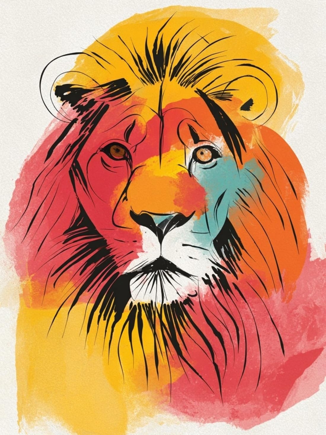WANGWANGMIAO Paint by Numbers for Adults Colorful Lion, Painting by Numbers for Adult Canvas Crafts Kits, DIY kit for Relax and De-Stress Home Gift 16x20inch，with Frame