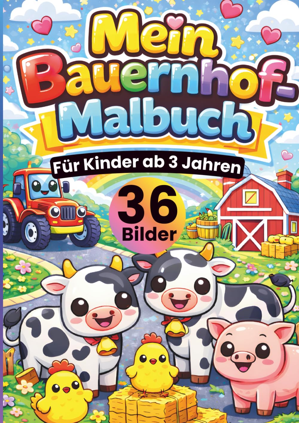 Mein Bauernhof Malbuch für Kinder ab 3 Jahren: Süße Bauernhof-Motive zum Ausmalen – Tiere, Traktoren, Scheunen & mehr • große, einfache Linien • jede ... • DIN A4 Format • 36 Bilder • 72 Seiten