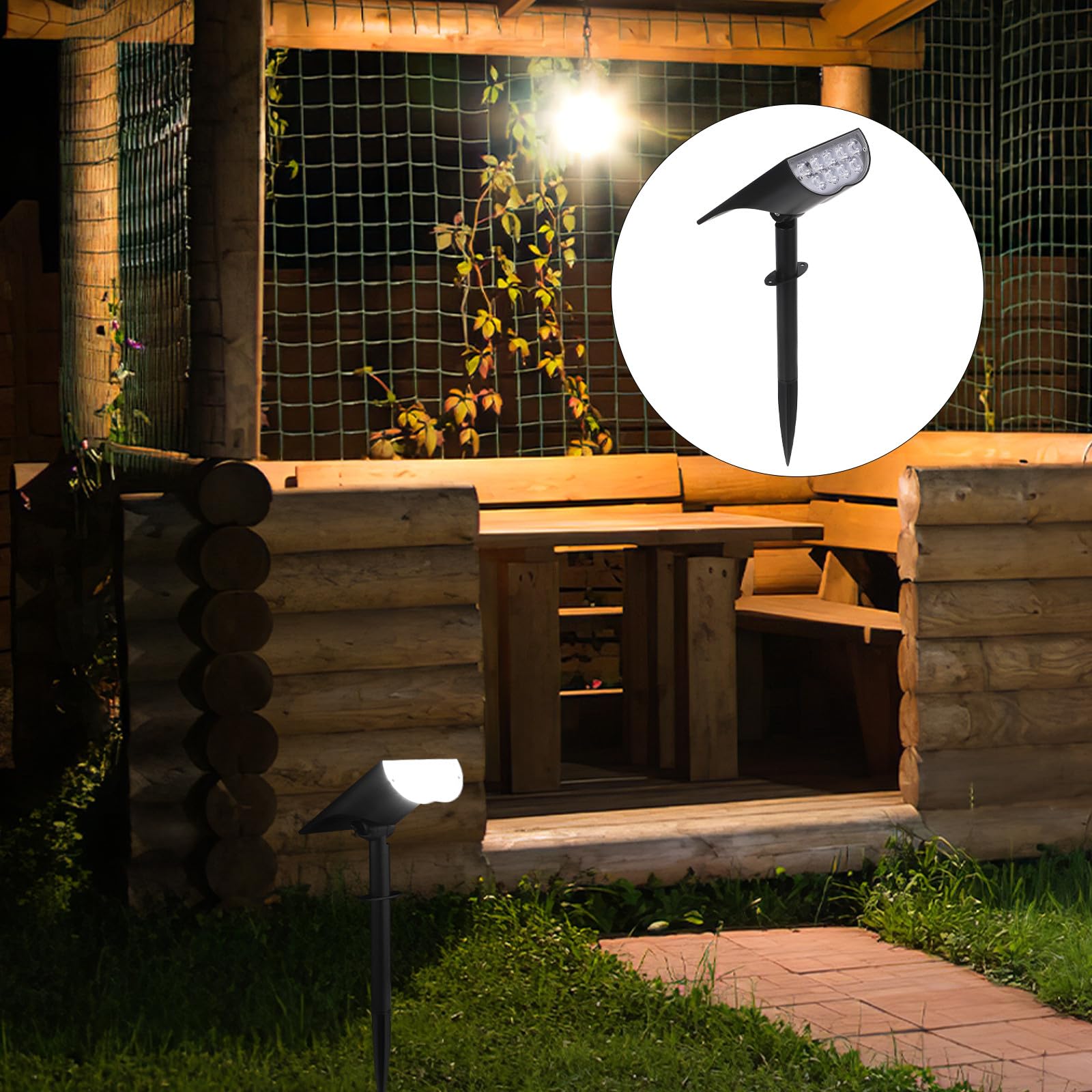 GALPADA Faretti Solari da Esterno LED Impermeabili 5032 Alta Luminosità 5 Funzioni, Luci Solari da Giardino per Patio, Prato e Cortile, Illuminazione Solare per Esterni Resistente