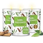 Magnificent 101 Sage & Palo Santo Candle Set - 3-Pack, 3.5 oz Each, 42h Burn - Natural Soy Candles for Energy Cleansing & Manifestation - Aromatherapy & Meditation Accessories