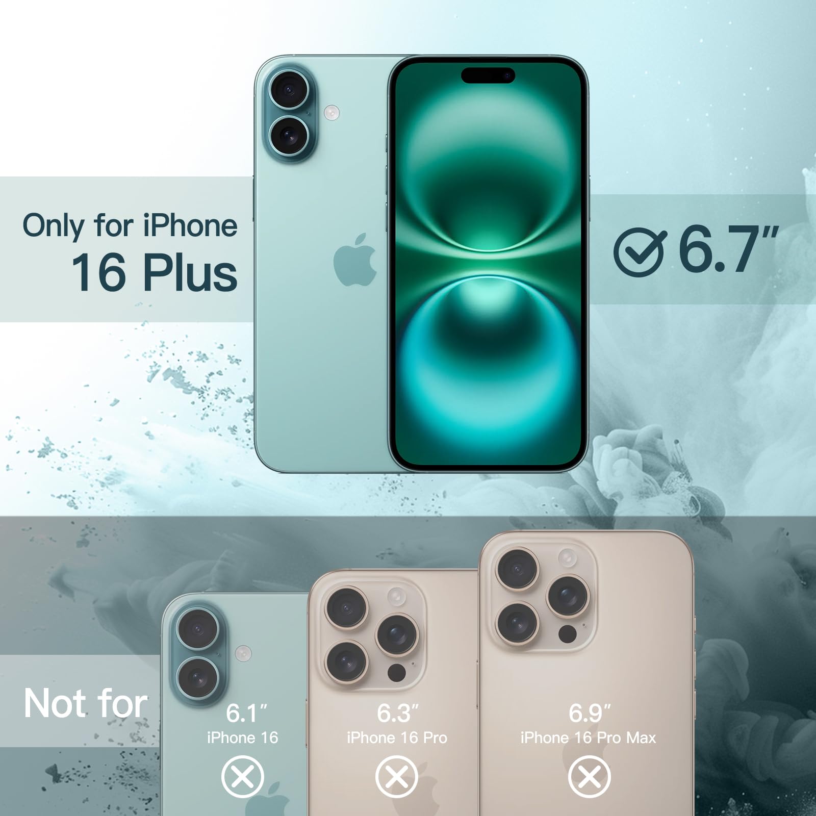 JETech Case for iPhone 16 Plus 6.7-Inch, Shockproof Phone Bumper Cover, Solid Color Matte TPU Frame, Anti-Scratch Clear Back (Teal) - Image 2