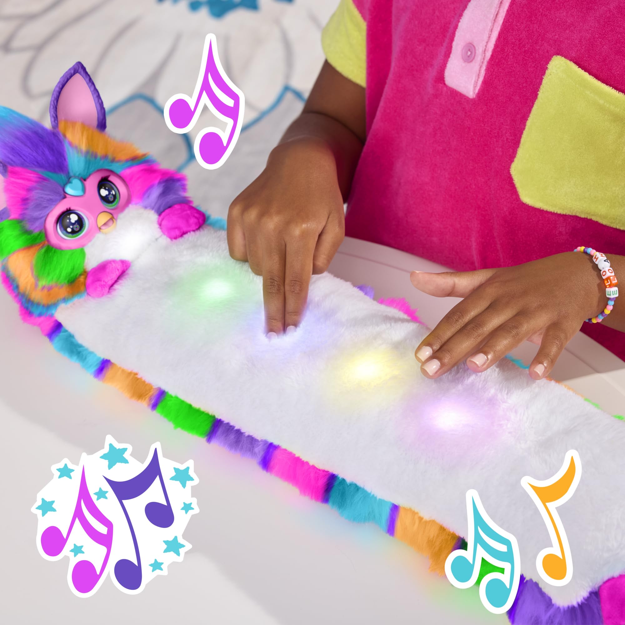 FURBY DJ Interactive Toy, Neon Star, Snuggly Electronic Plush, Music, Lights, Motion, & Games, Speaks English & Furbish, 32 in Long, 6+ Years (Amazon Exclusive)