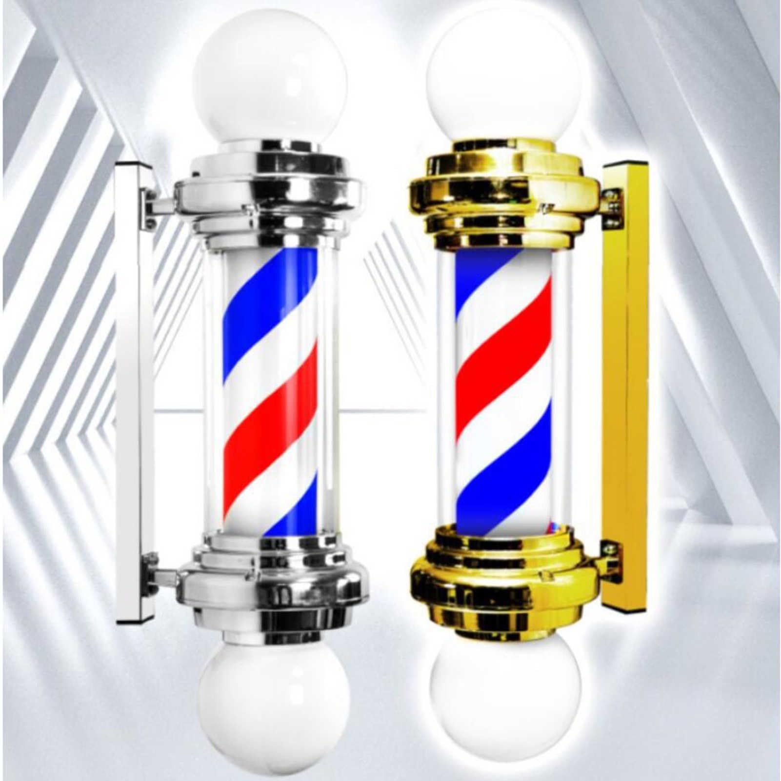 Lampada LED da barbiere con strisce illuminate rotanti, impermeabile, montaggio a parete, ultra luminosa, per negozio e salone