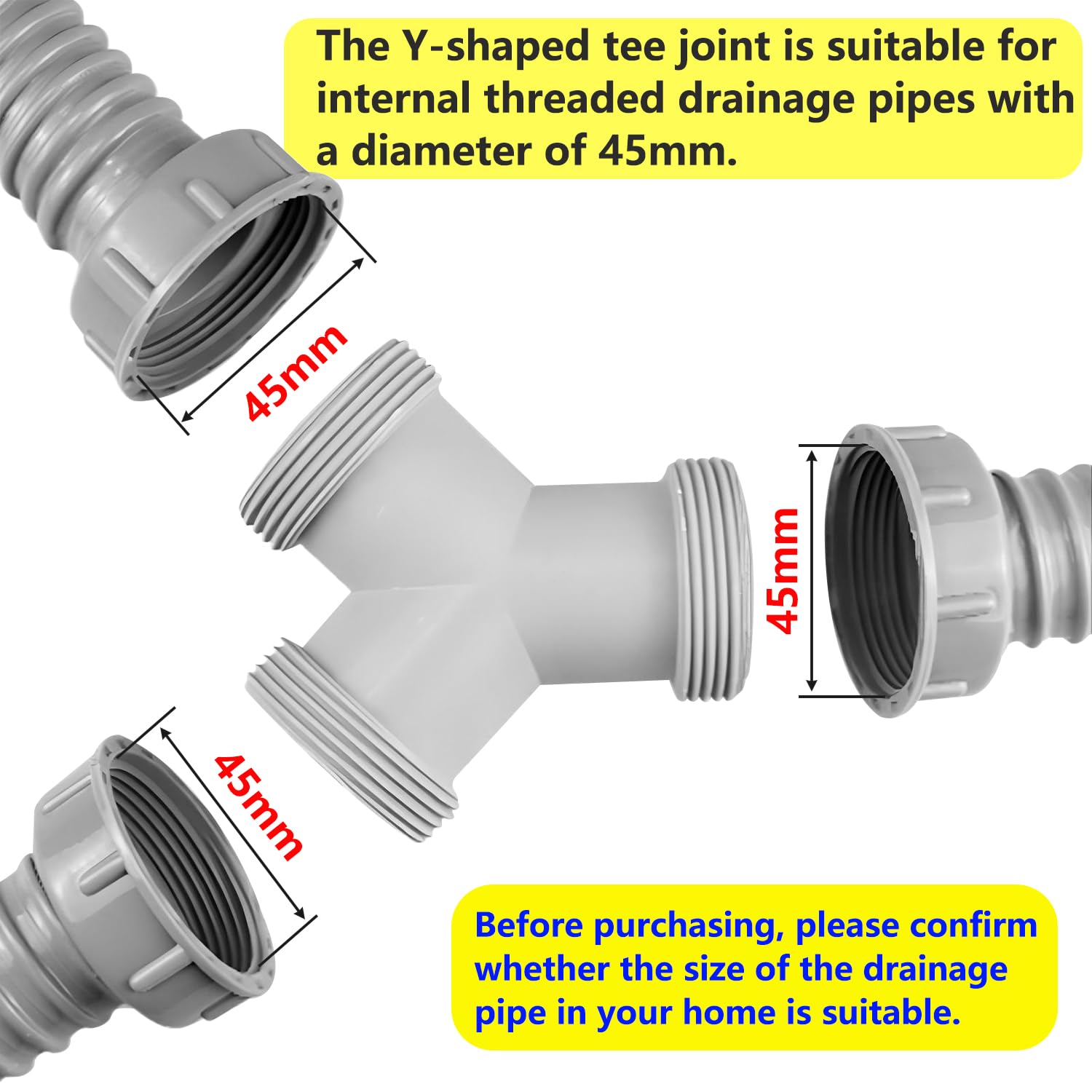 Qrity 1 Pcs Sink Drain Pipe Connector, Y-Shaped Connectors, Sink Drainpipe Adapter for Kitchen Sink Dishwasher Washing Machine - Image 4