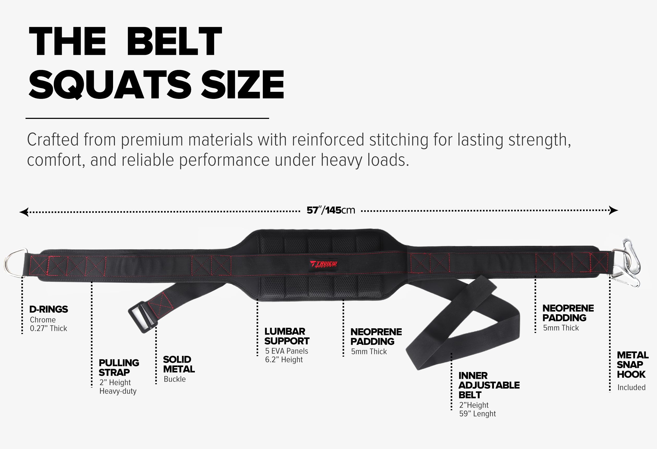 TAVIEW Ceinture pour Squats, Fixation de Rack et Machine à Squat, haltérophilie et dynamophilie – Soutien Dorsal, Profil Bas, Hanches et Cuisses rembourrées, Boucle sécurisée, Robuste