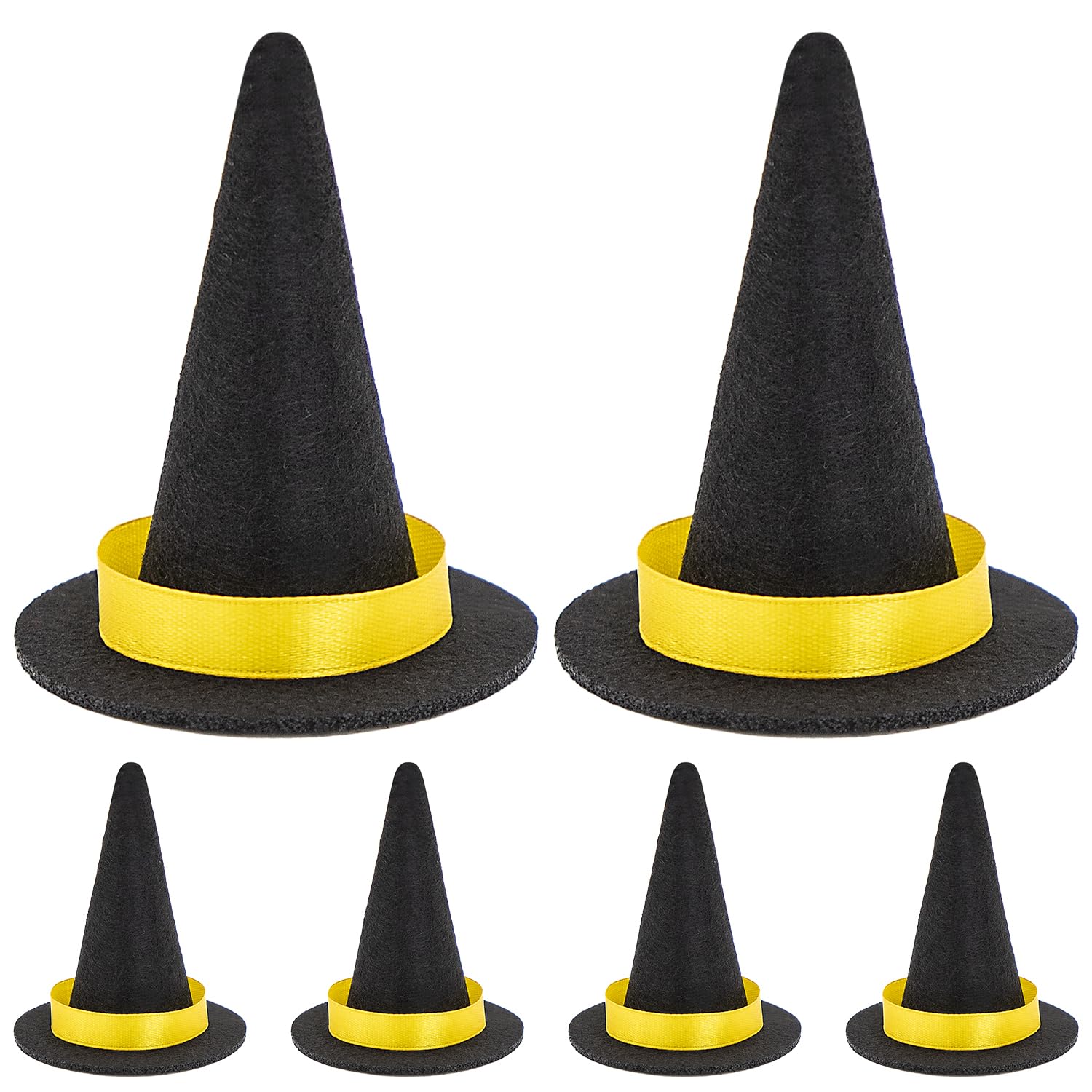 CHEERYMAGIC Halloween Mini Witch Hats, Mini Felt Witch Hats for Wizard Decorations Accessory DIY Crafts Wine Bottle Topper Table Decoration for Festival Halloween Party A3WSM