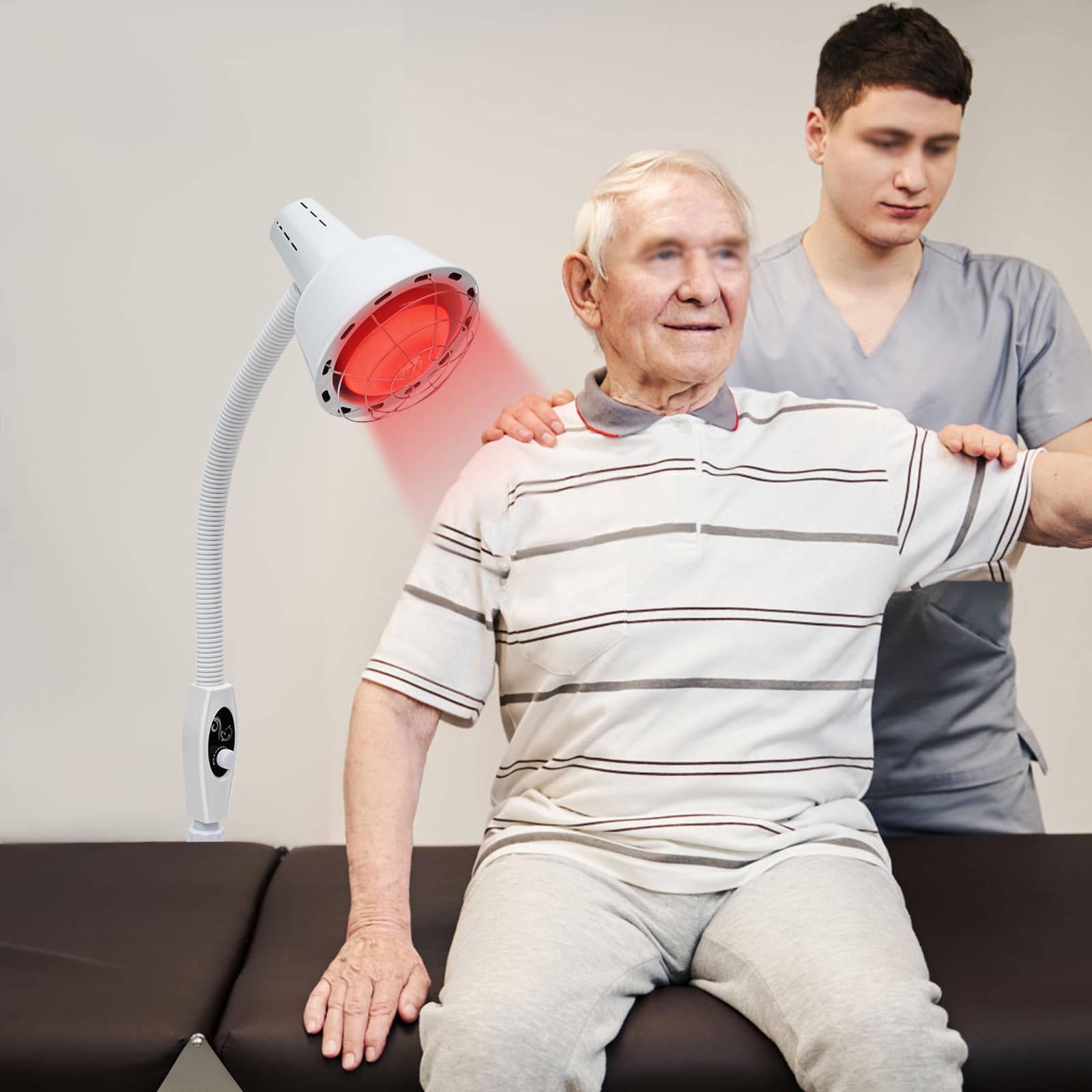 Lampada termica da 275 W, luce rossa a infrarossi, lampada da terapia con supporto per schiena, collo, spalle, ginocchia, mani e articolazioni