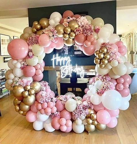 Miniatura 7 de Globos rosa y dorado, globos de látex rosa y dorado metálico de 12 pulgadas, confeti dorado metálico con cinta, globos de fiesta de oro rosa para