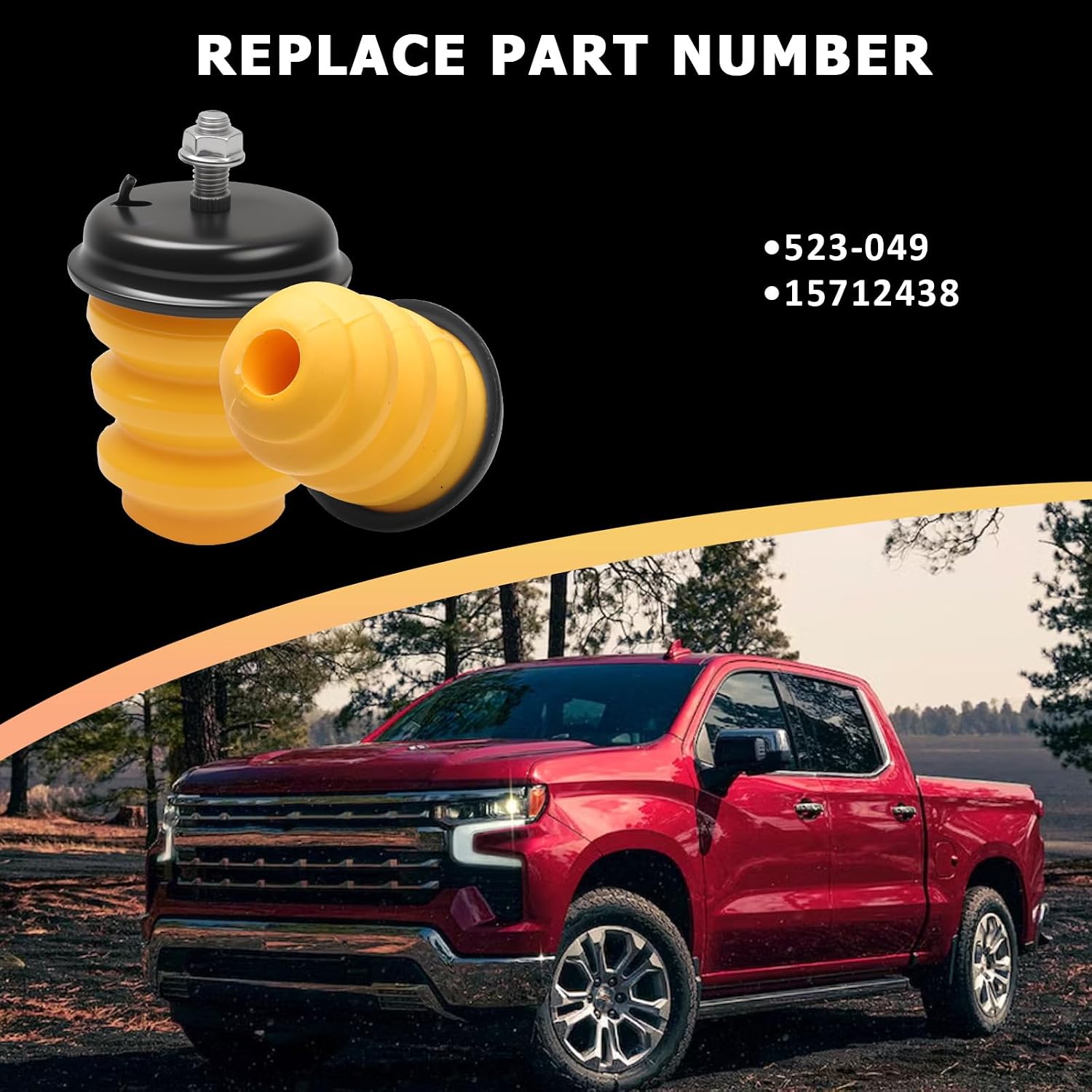 Rear Alex Bumper With Nuts, Frame Leaf Spring Bumper Bump Stop Compatible With Chevy GMC Vehicle 1999-2007 Sierra 1500 Silverado 1500, Replace#15712438 523-049