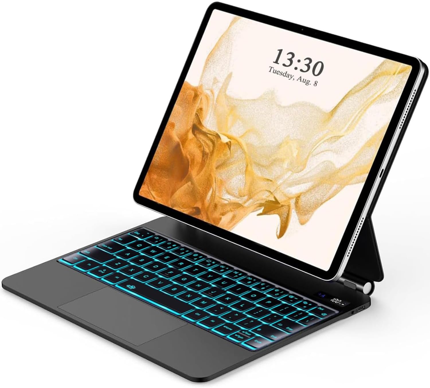 【English】 Magic Keyboard for 12.4" Samsung Galaxy Tab S10+ Plus/S9+ Plus/S9 FE+ Plus/S8+ Plus/S7+ Plus/S7 FE,Keyboard Case with Magnetic Stand,LCD Display,Multi-Touch Trackpad,7-Color Backlight.Black