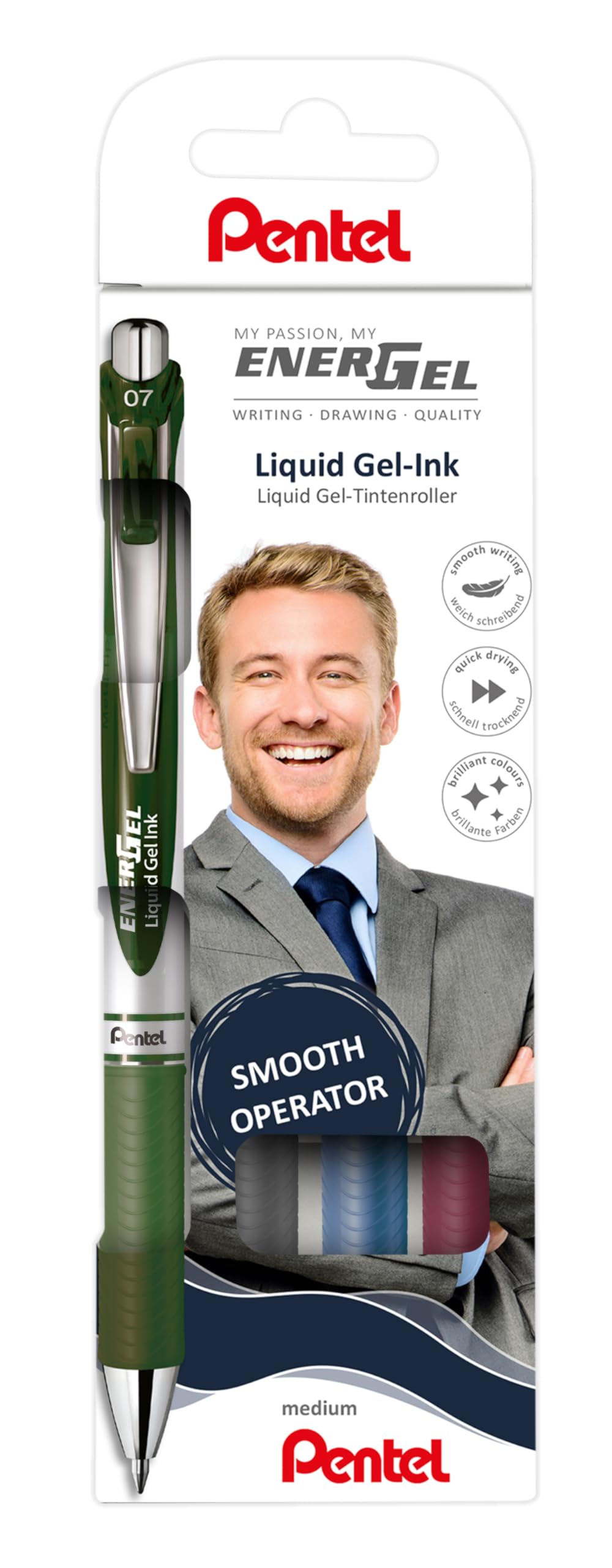 Pentel EnerGel XM BL77 Retractable Gel Pen (Pack of 4 - Assorted Colours)