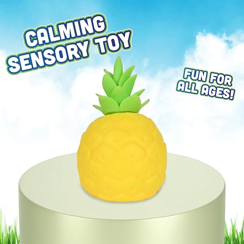 Sunny Days Toymendous Squishy Pineapple - Jumbo Stress Ball - Ages 3+ | Thermoplastic Rubber TPR, 6.5 in Tall, 4 in Wide, Yellow, Stress Relief Fidget, Fruit Theme, Ages 36+ Months, 1 Pack