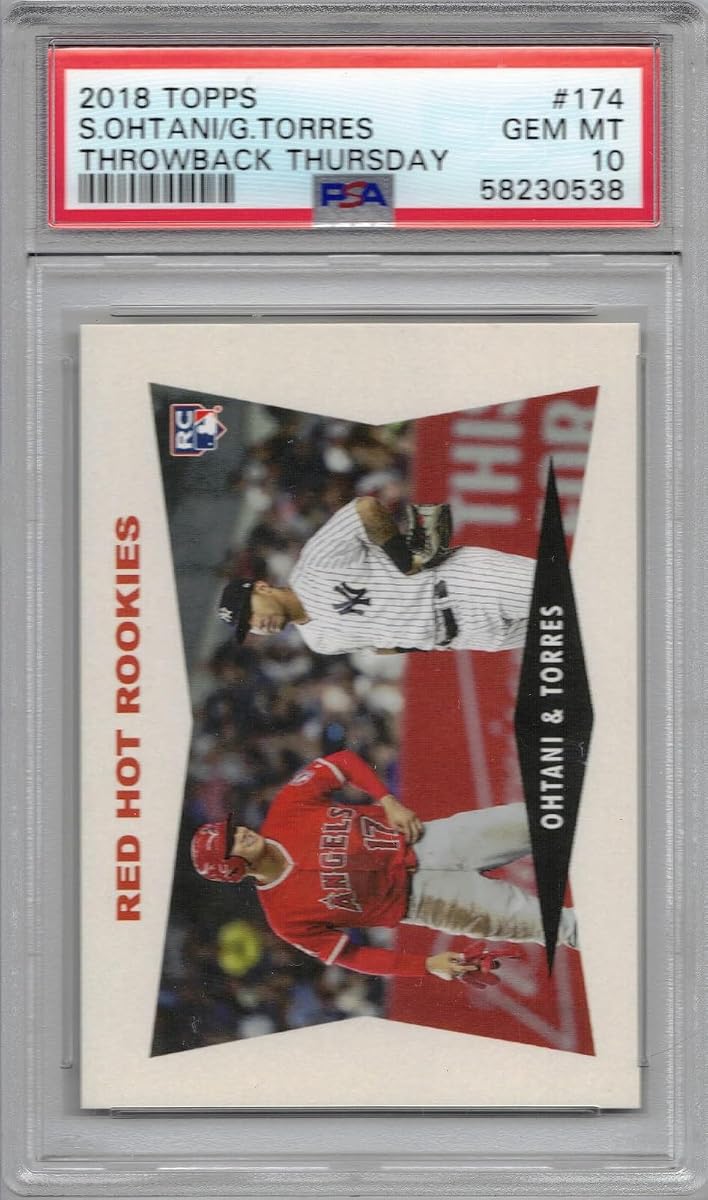 2018 Topps Throwback Thursday #174 Shohei Ohtani Rookie Card Graded PSA 10 | Gem Mint Gleyber Torres TBT Baseball RC