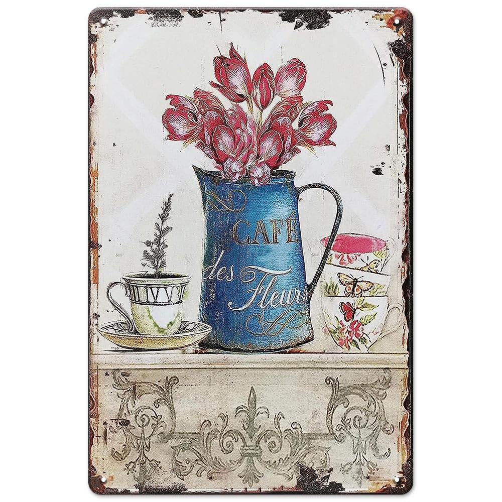 Vintage Garden Metal Sign Flower Tin Sign Retro Wall Decor 8x12 Inch