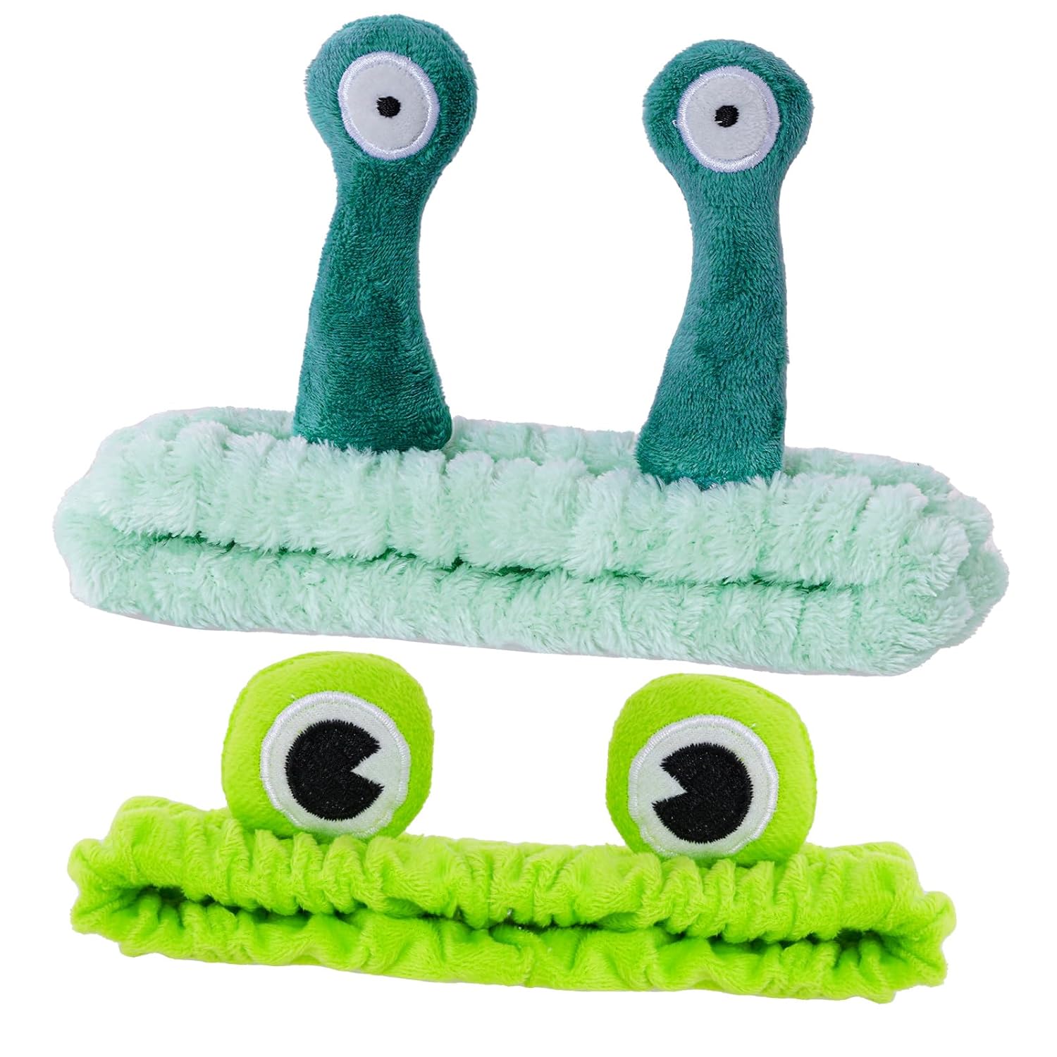 2 Pack Face Wash Headbands Spa Headband Snail and Frog Hair Bands Cartoon Cute Coral Fleece Elastic Headbands for Women Washing Face Skincare Makeup Shower Sports