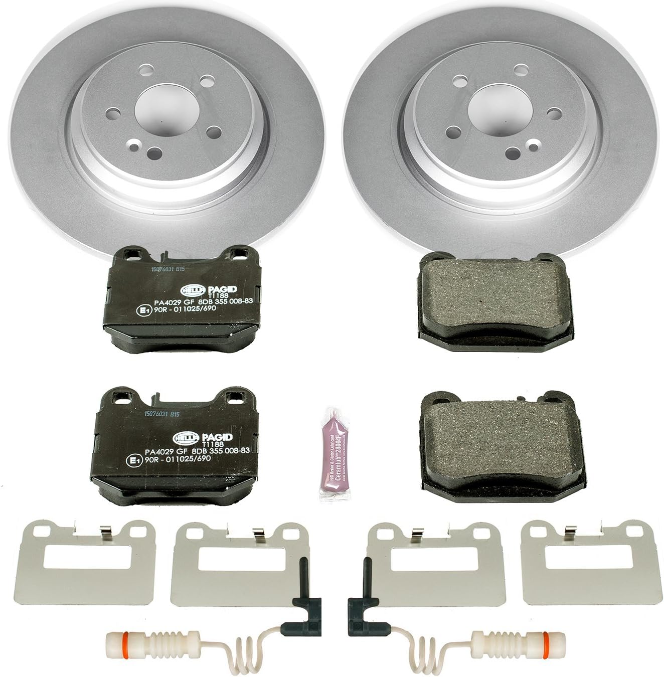 PowerStop Euro-Stop Fully Coated Rear Brake Kit For Mercedes-Benz ML430 2000-01 |ML500 2002-05 |ML55 AMG 2000-03 - ECE-R90 Certified Brake Pads + Disc Rotor Upgrade, ESK5261
