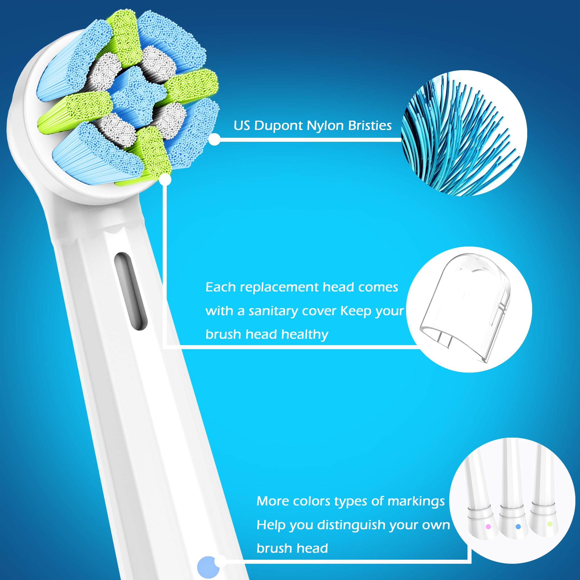Testine di ricambio compatibili con spazzolini elettrici Braun Oral B iO, compatibili con spazzolini elettrici Oral B IO 3 4 5 6 7 8 9 10, morbide, nero/bianco, confezione da 8