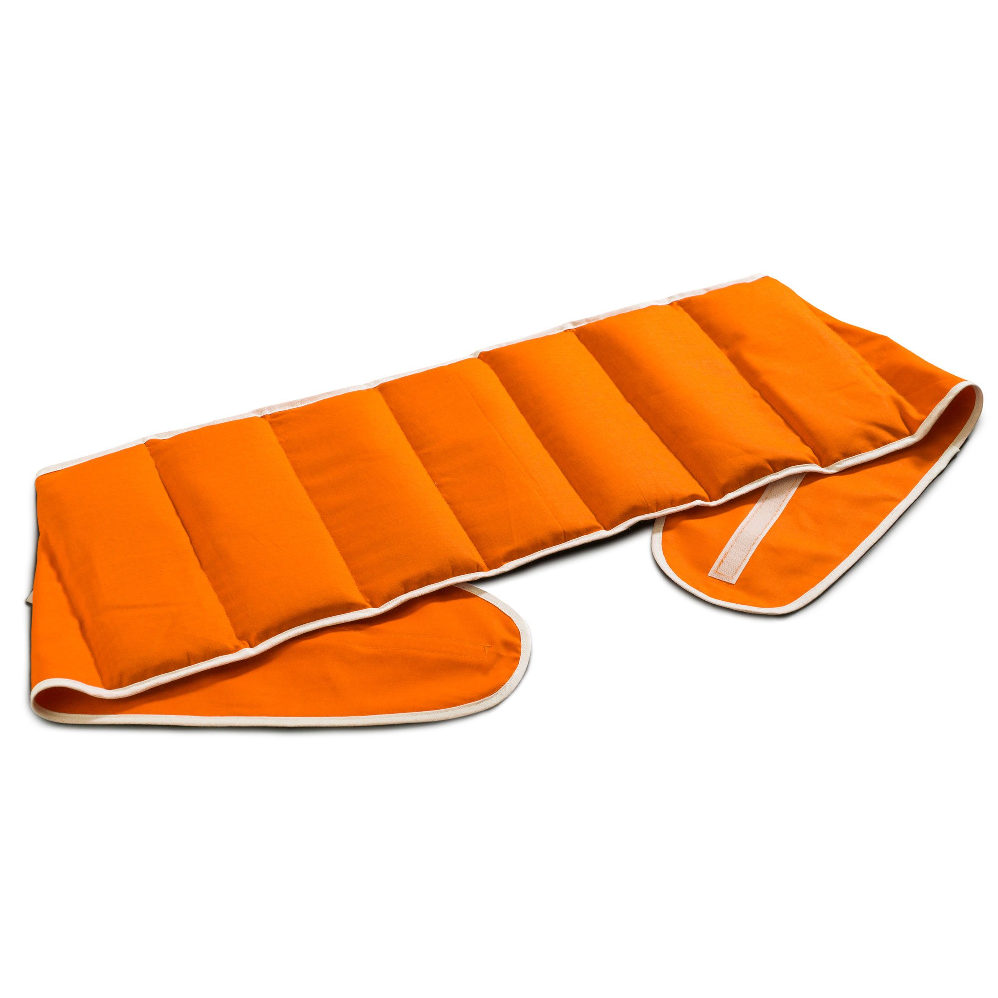 Faja térmica lumbar de semillas con cierre, largo aprox. 135cm, naranja. Saco térmico para la espalda. Semillas de grosella