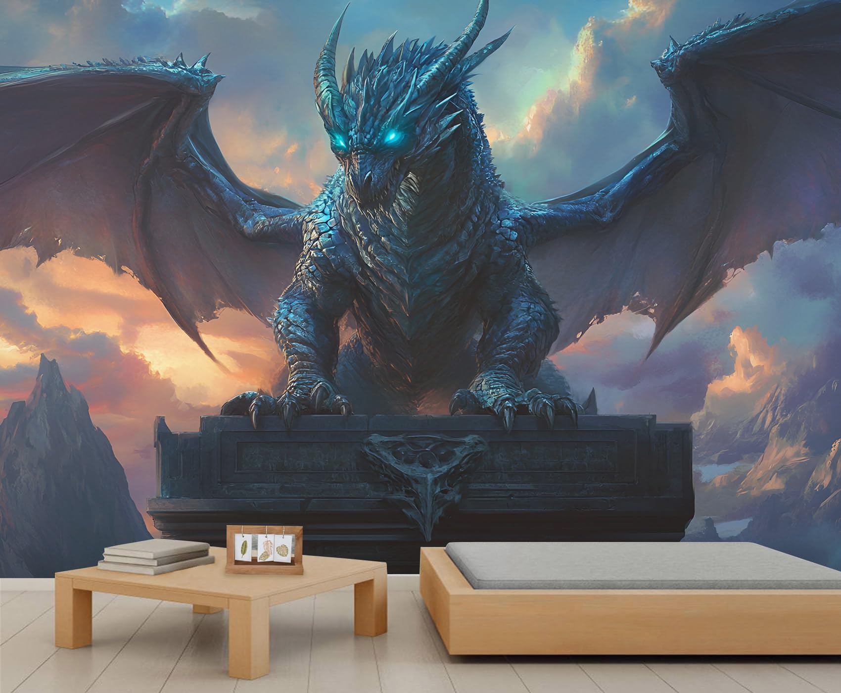 Dragon Wall Murals 400x280cm Western Animal Large Mural Medieval Mural Wallpaper for Bedroom Dragon Wall Decor (Not Peel n' Stick)