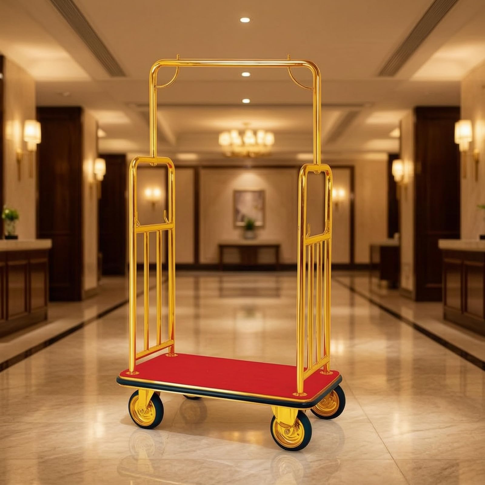 Carro Portaequipajes de Hotel Carrito Maletero Carro de Equipaje Carrito de Botones con Estructura Vertical para Manejo Cómodo y Seguro Adecuado para