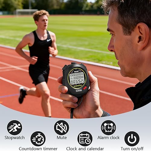 Miniatura 2 de Stopwatch Timer Lap Split Digital Stopwatch with Clock Calendar Alarm, Large Display Stop Watch for Sports Kids Coaches Swimming Running