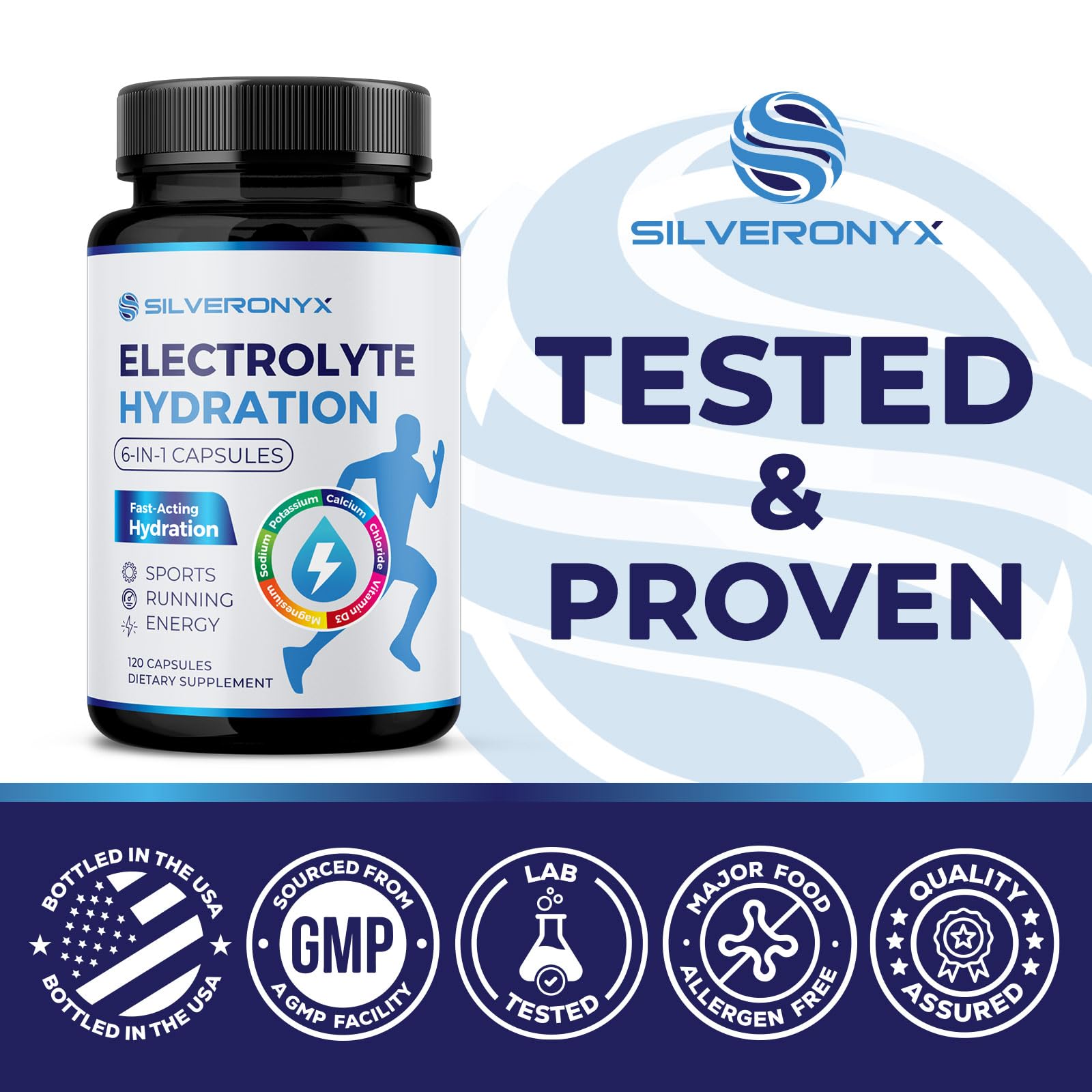 Electrolytes Supplement - Sugar Free, Advanced Hydration Complex with Sodium Chloride, Magnesium, Potassium, Calcium, Vitamin D3 - Best Hydrating Mineral Salt Pills - Vegan & Keto - 120 Capsules — Amazon image 4