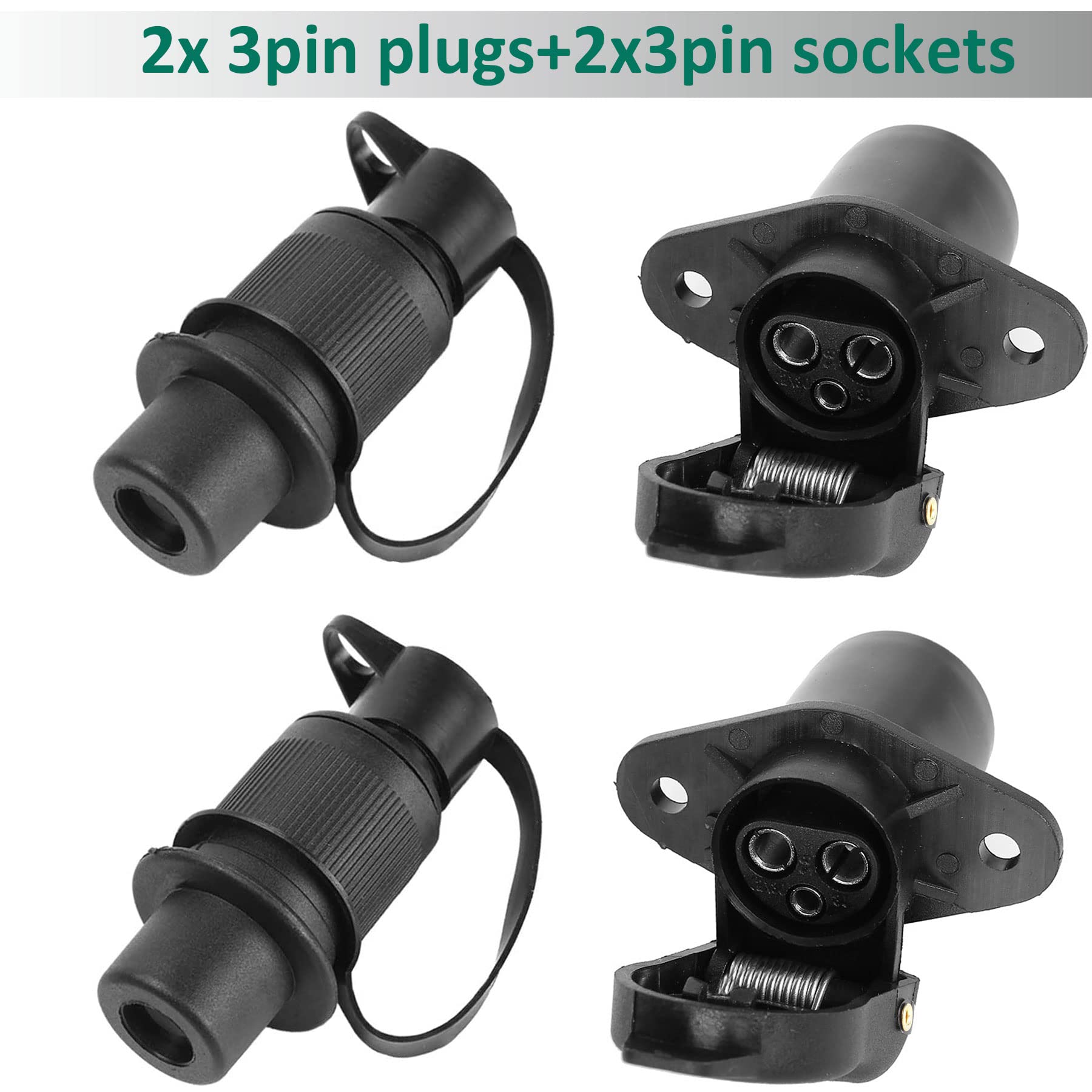 2 Pezzi Spina 3 Poli Trattore e 2 Pezzi Presa 3 Poli Trattore 12v 24v Impermeabile,Spina e Presa 3 Poli per Rimorchio Macchine Agricole,3 Poli Connettori per Camion Carovana Barca RV