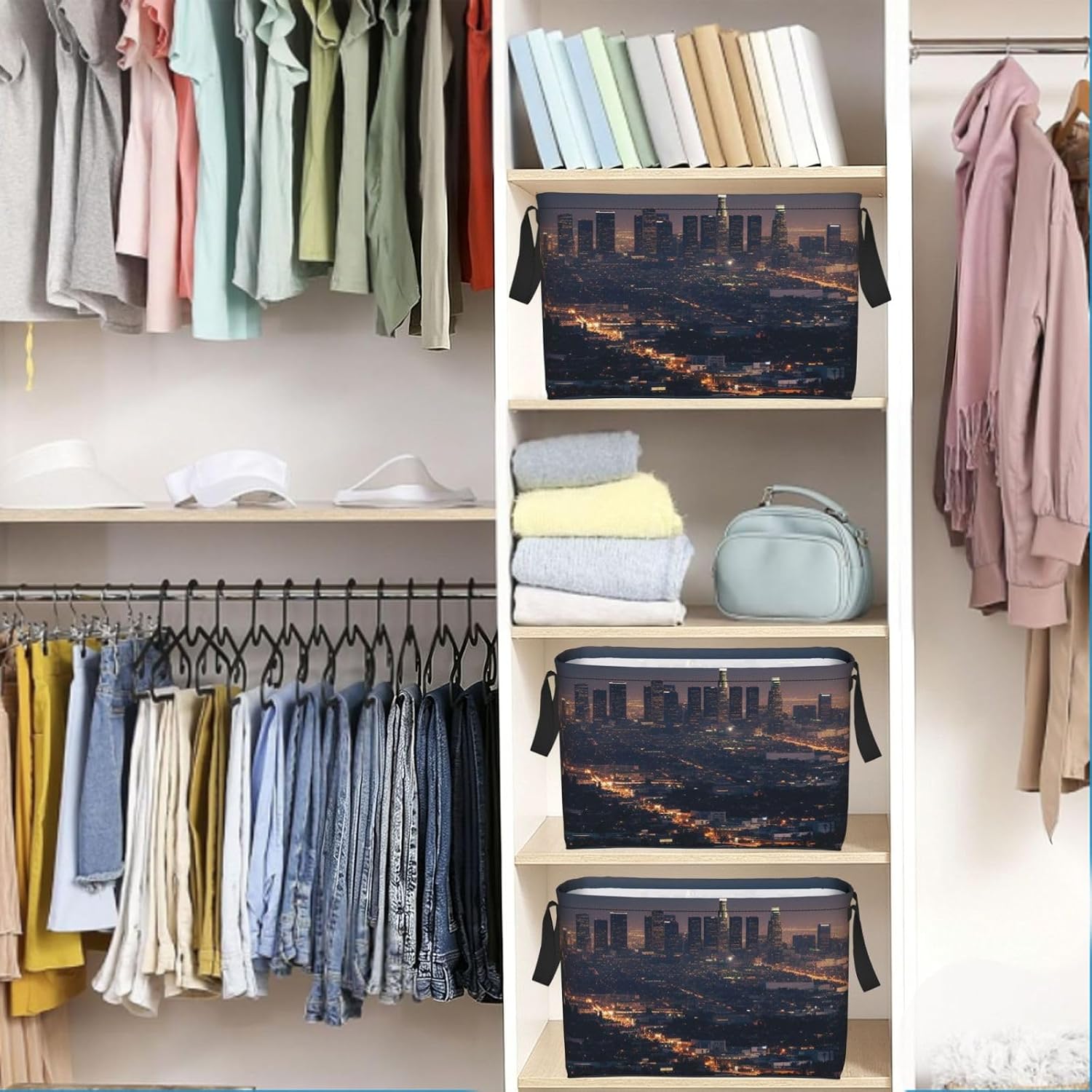 Rectangular Storage Basket With Handles Storage Box Bins Shelf Basket image 2