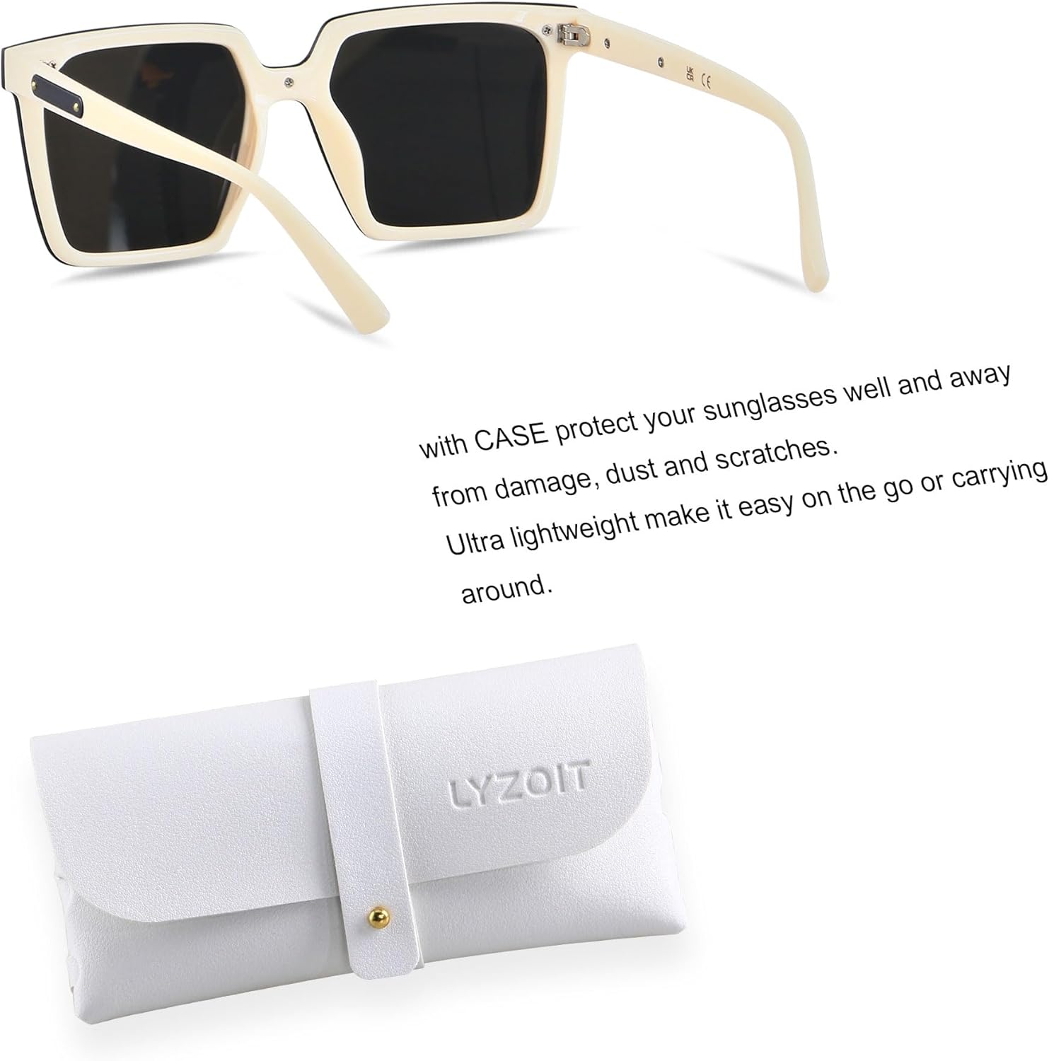 LYZOIT Modern Oversized Square Sunglasses Women Men Retro Womens Rimless Big Sun Glasses UV Protection - Image 2