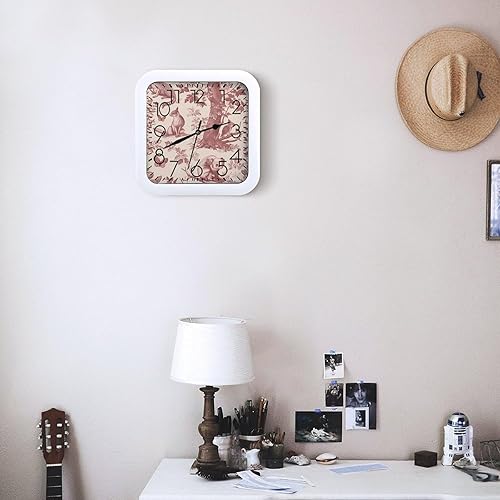 Miniatura 6 de 10" Square Modern Wall Clock,Animal Painting Patterns Print Kitchen Clocks Wall Battery Operated,Silent Non Ticking Unique Funny Cute Wall Clock for