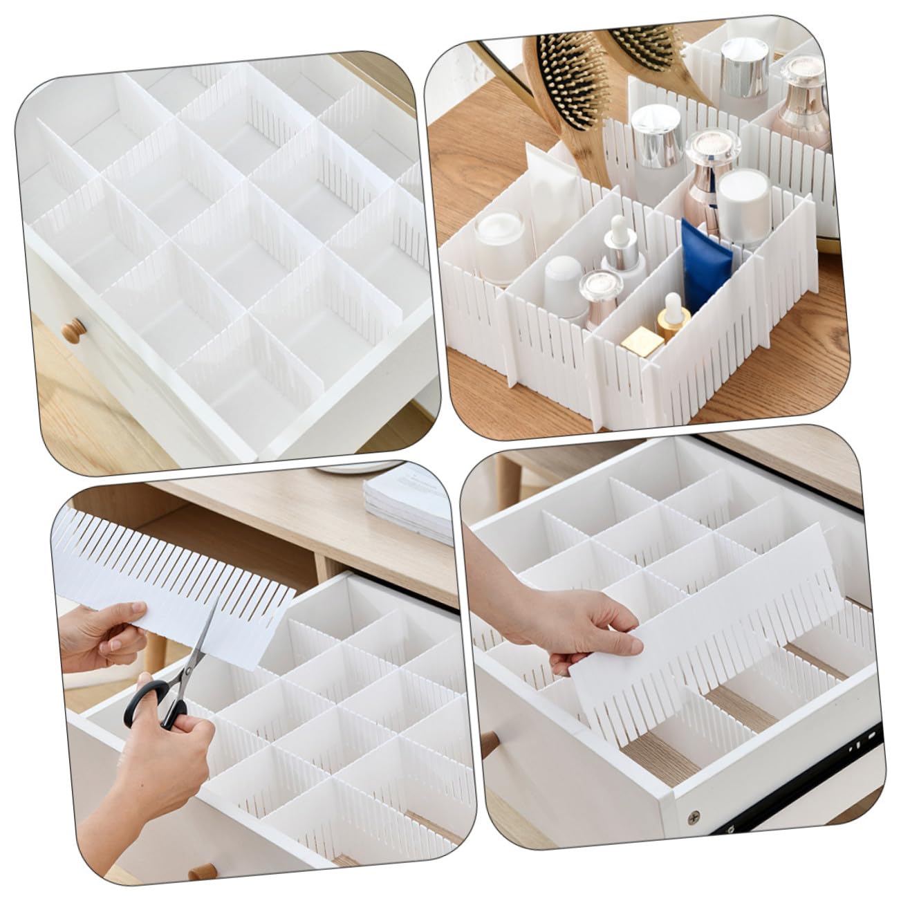 Divisori e Combinazione Libera 10 Pezzi in Plastica Bianca per Cassetti Facile da Usare Organizer per Casa per Riporre Calze e Asciugamani