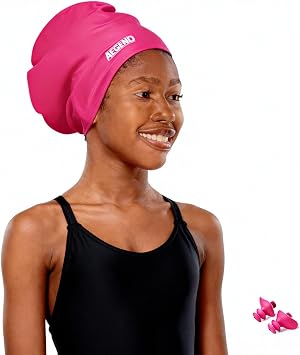 Kids Extra Large Swim Cap for Long Hair, Swimming Caps for Boys Girls Youth, Big Swim Hat for Long Thick Curly Hair & Dreadlocks Braids Weaves Afro Hairstyle