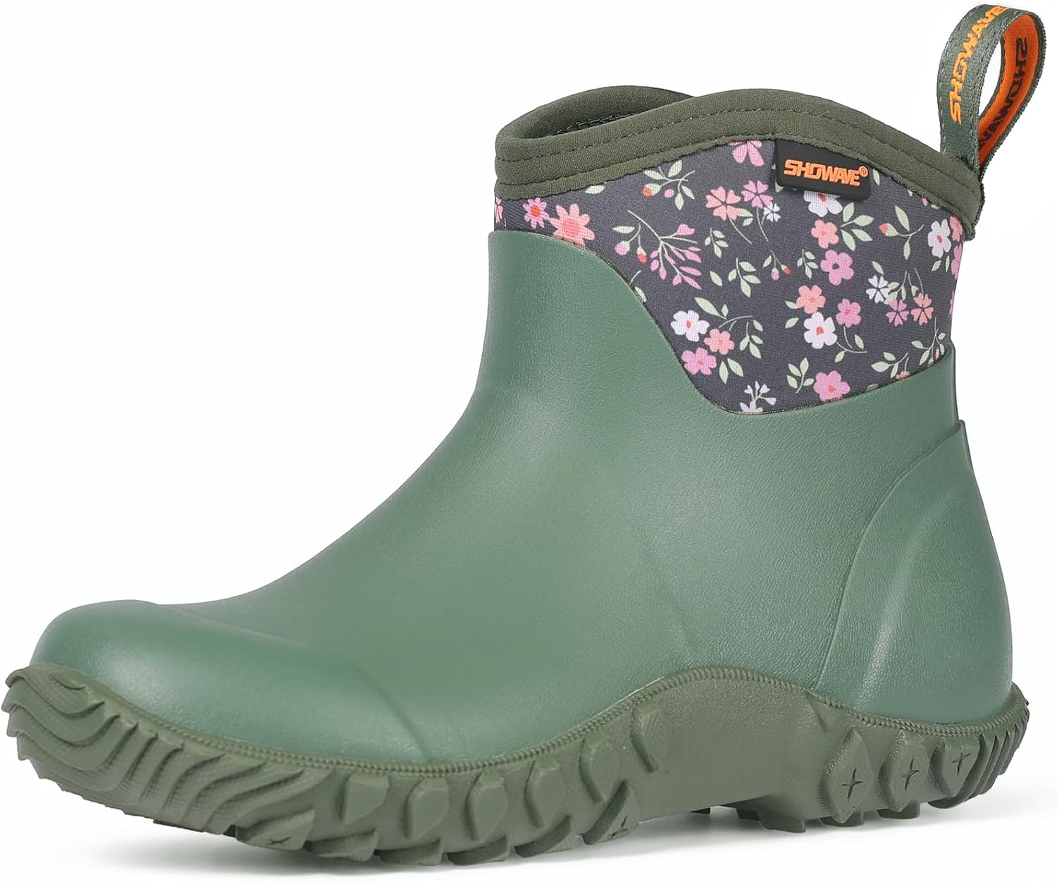 Showave Women's Garden Boots Ankle Rain Booties Waterproof Rubber Mud Boot for Yard Chore Barn Farm Outdoor