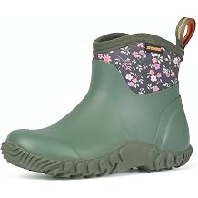 Showave Womens Garden Boots Ankle Rain Booties Waterproof Rubber Mud Boot for Yard Chore Barn Farm Outdoor