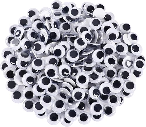 200 piezas Wiggle Eyes, FEBSNOW Googly Eyes, autoadhesivas, de plástico blanco y negro, ojos saltones de varios tamaños, para decoración de