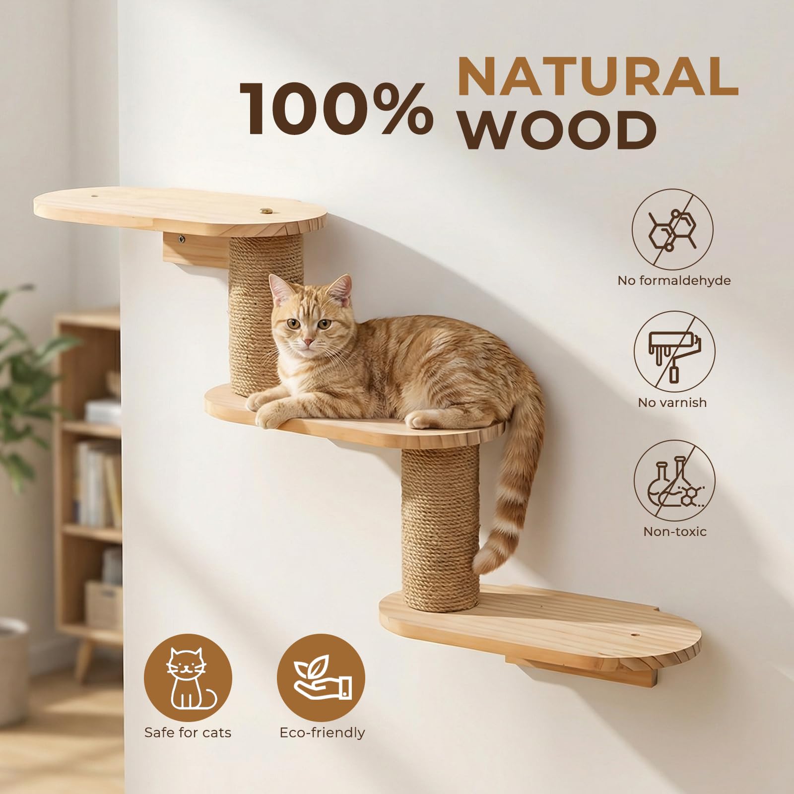 Étagère d'escalade Murale pour Chat, Escalier pour Chats Mural, Arbre à Chats Mural Griffoir, Éagère d'escalade pour Chat, Marche Murale et Griffoir pour Escalade/Gratter/Jouer