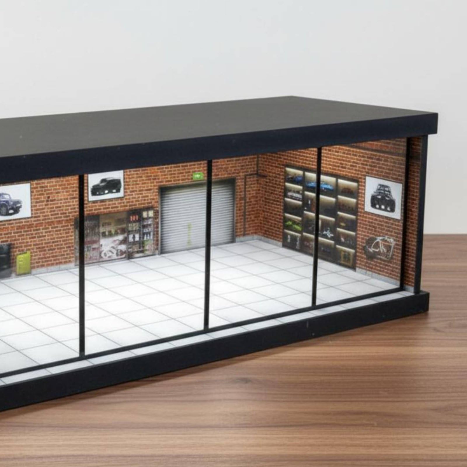 Vetrina Esposizione Modellini Auto Carrozzeria Miniatura Garage Realistico Protezione Polvere PVC per Collezione Scrivania Camera Ufficio , style to 1
