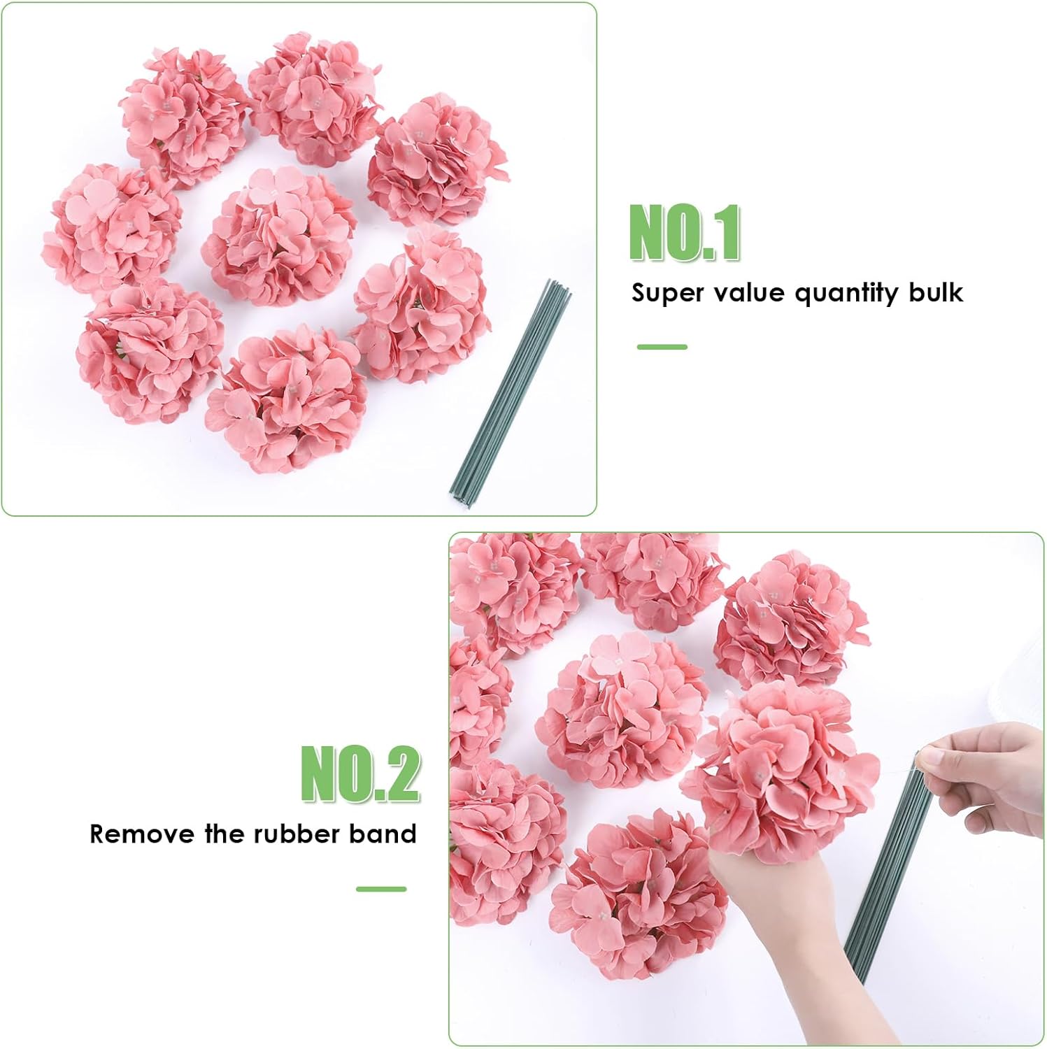 AVIVIHO 65pcs Fake Flowers Dusty Rose Hydrangea Artificial Flowers Bulk (Not Squished, No Steaming Need) Silk Flowers with Stems for Wedding Decor,Home,Baby Shower,Table Centerpieces Decoration - Image 5