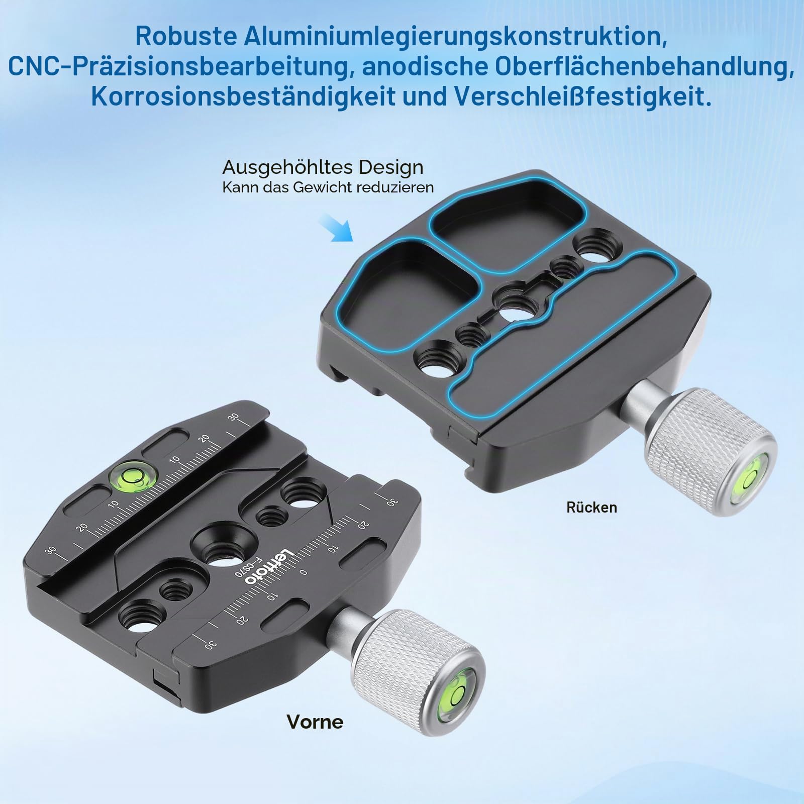 Ersatz-Adapter mit 70 mm Arca-Swiss-kompatibler Schnellspannklemme für Manfrotto RC2 Standard-Stativ-Kugelkopfklemme, Ersatzkonverter
